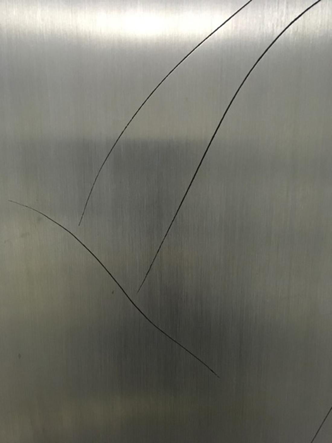 1971 Aluminium Engraved  Painting Abstract Figure  by Alberto Viani  For Sale 6