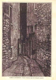 L''Androne degli Orti - Gravure sur bois de A. Zanverdiani - Début du 20e siècle
