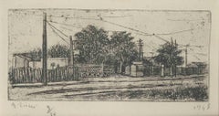 Landschaft, Verstecktes Rom - Radierung von Alberto Ziveri - 1948