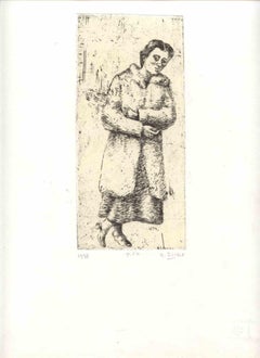 Standing Katy - Original Etching by Alberto Ziveri - 1937