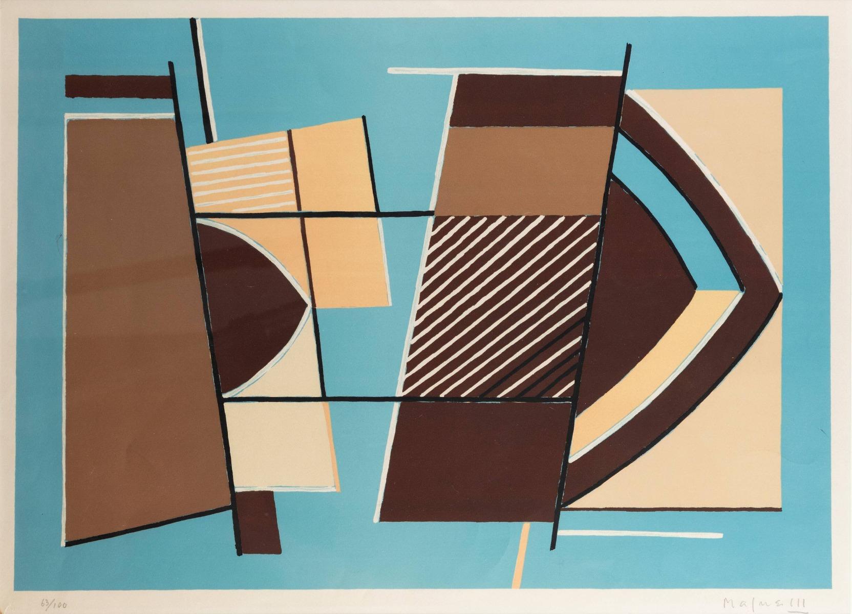 Abstract Composition  is a colored lithograph realized by Alberto Magnelli in 1960s.

The lithograph is hand-signed and hand-numbered in the lower margin.

Edition of 100 prints.

Good condition except for some very light stains.

Includes metal
