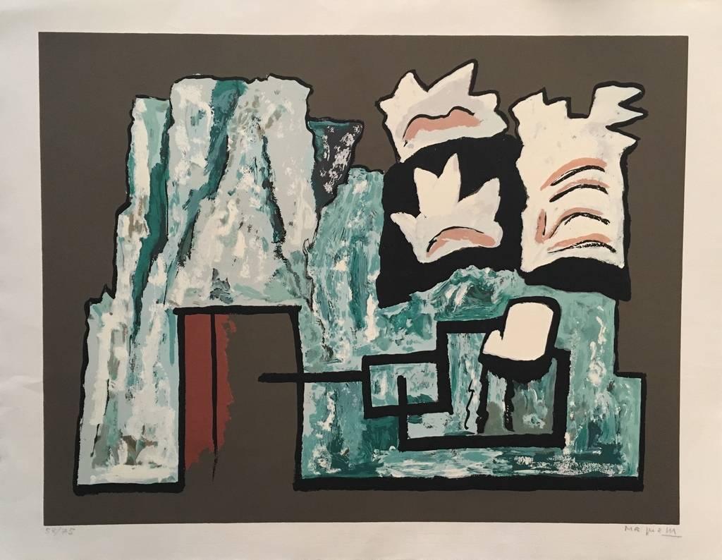 Abstrakte Komposition – Raumteilerdruck von A. Magnelli – 1962