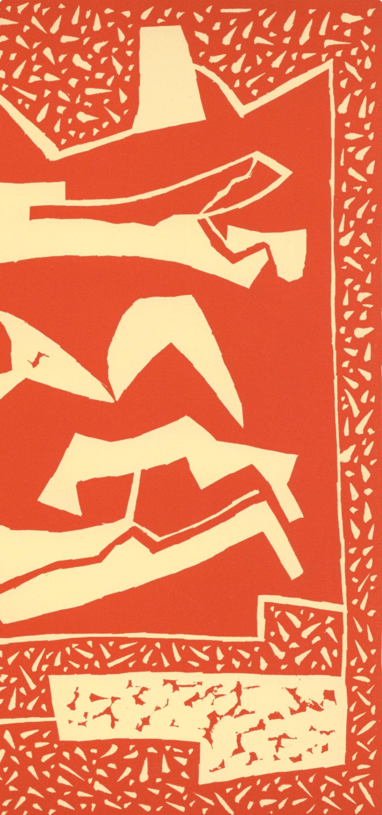Composition 66 (Abadie 66), Société internationale d'art XXe siècle - Red Figurative Print by Alberto Magnelli