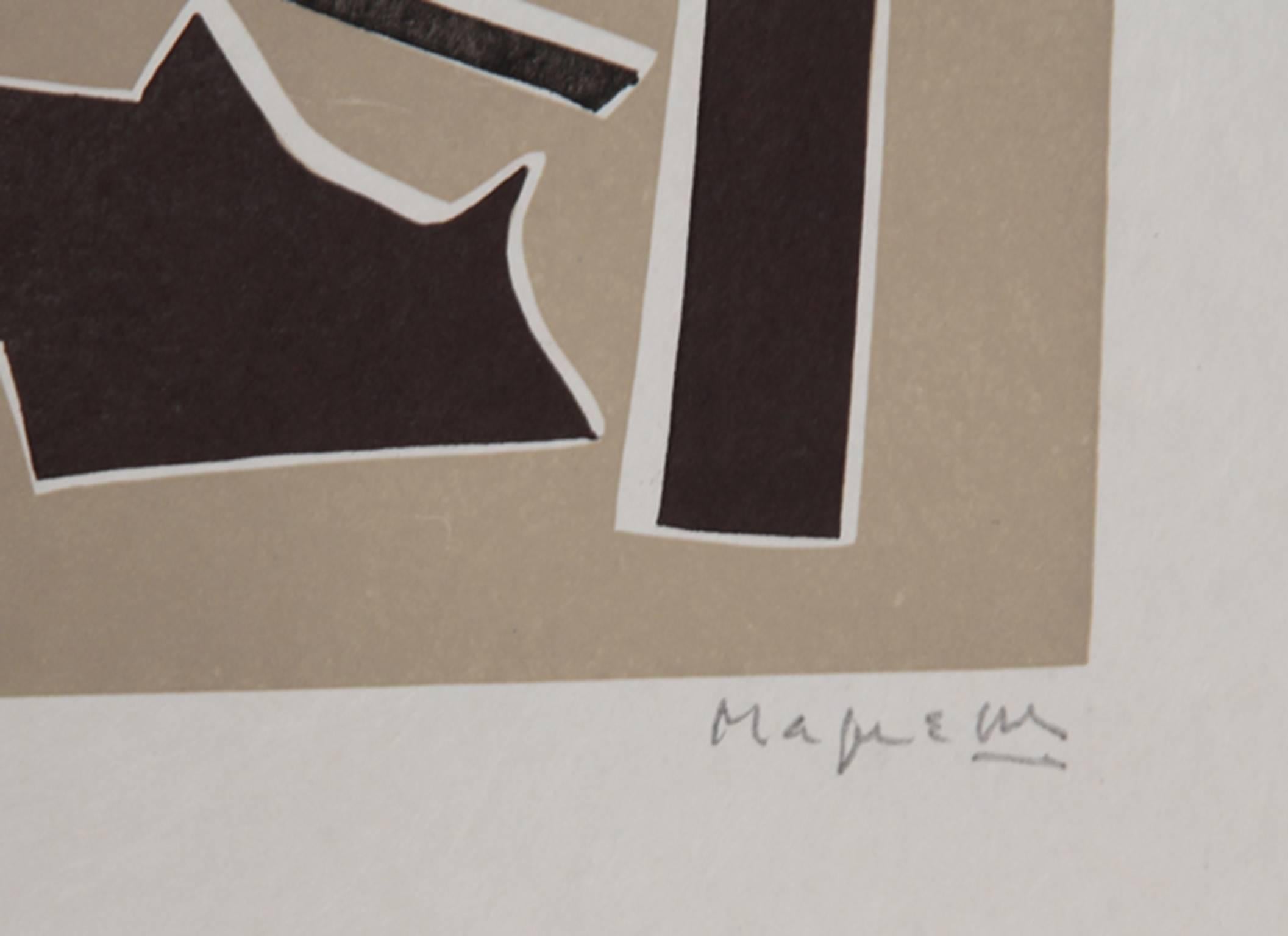 III from La Magnanerie de la Ferrage, Abstract Linocut by Alberto Magnelli For Sale 1