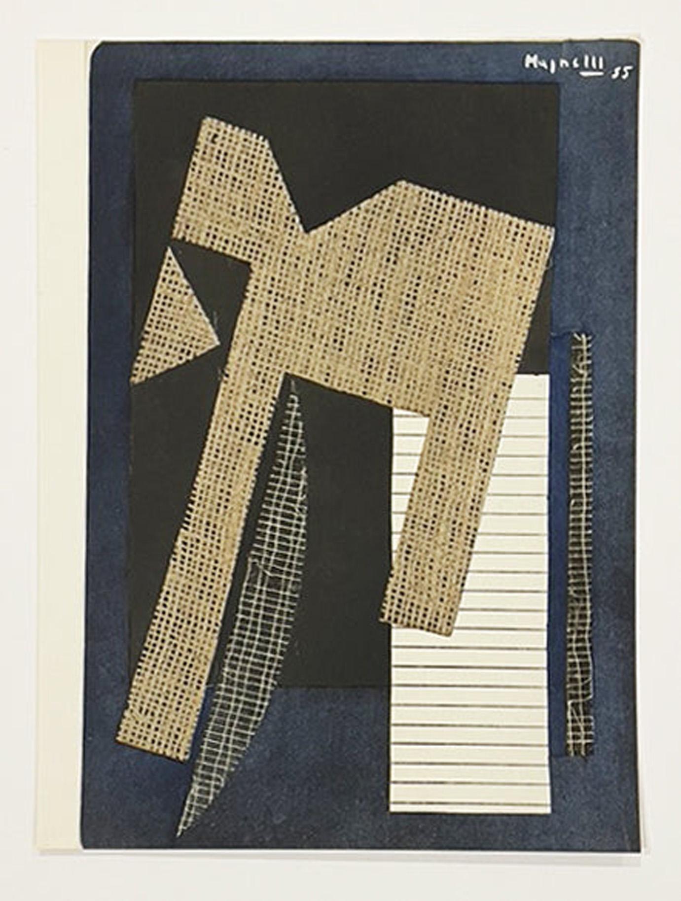 Pegamento de papel sobre fondo azul - Print de Alberto Magnelli