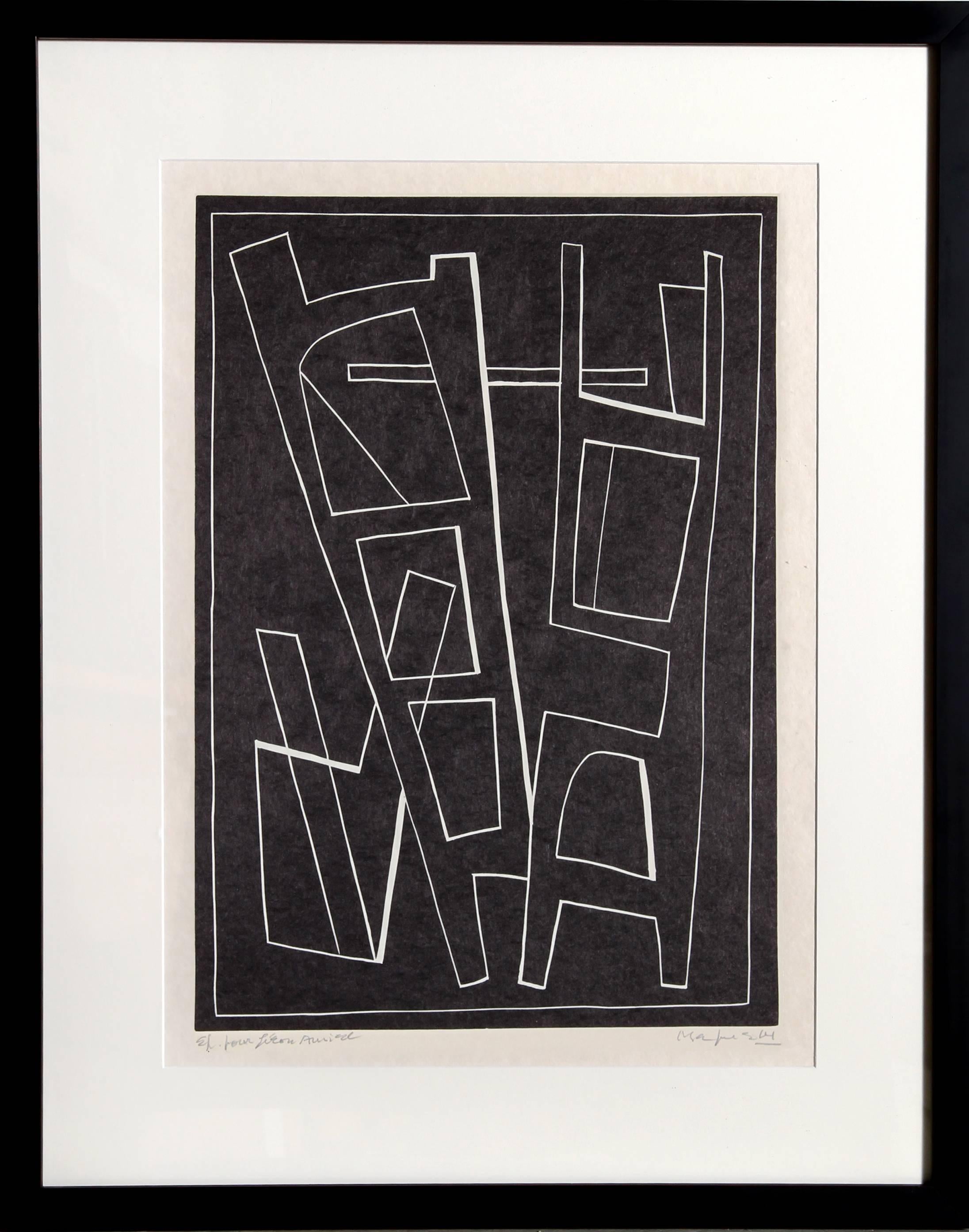 VI-2 de La Magnanerie de la Ferrage, Linograbado abstracto de Alberto Magnelli
