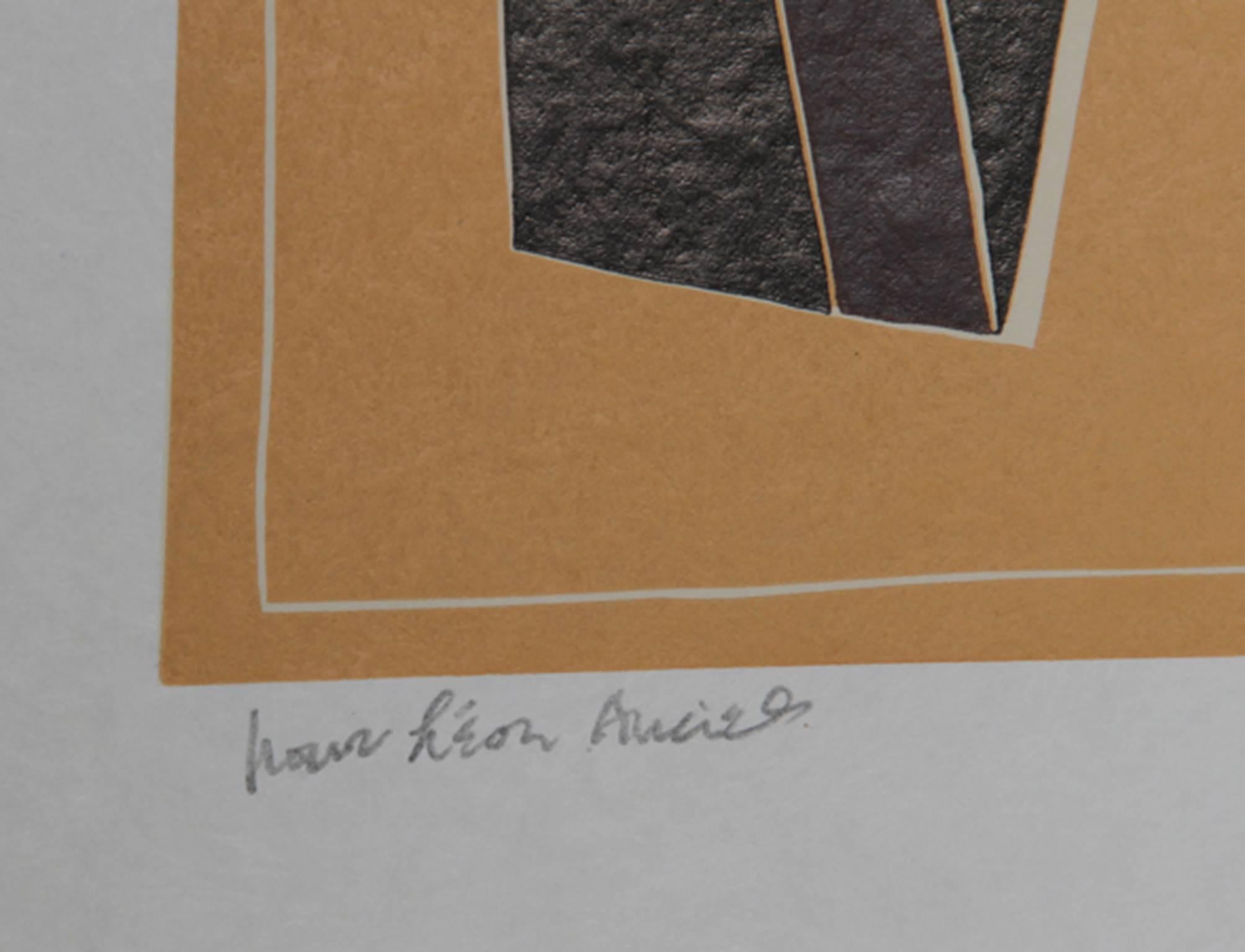 VI de La Magnanerie de la Ferrage, Linograbado sobre papel de arroz de Alberto Magnelli en venta 1