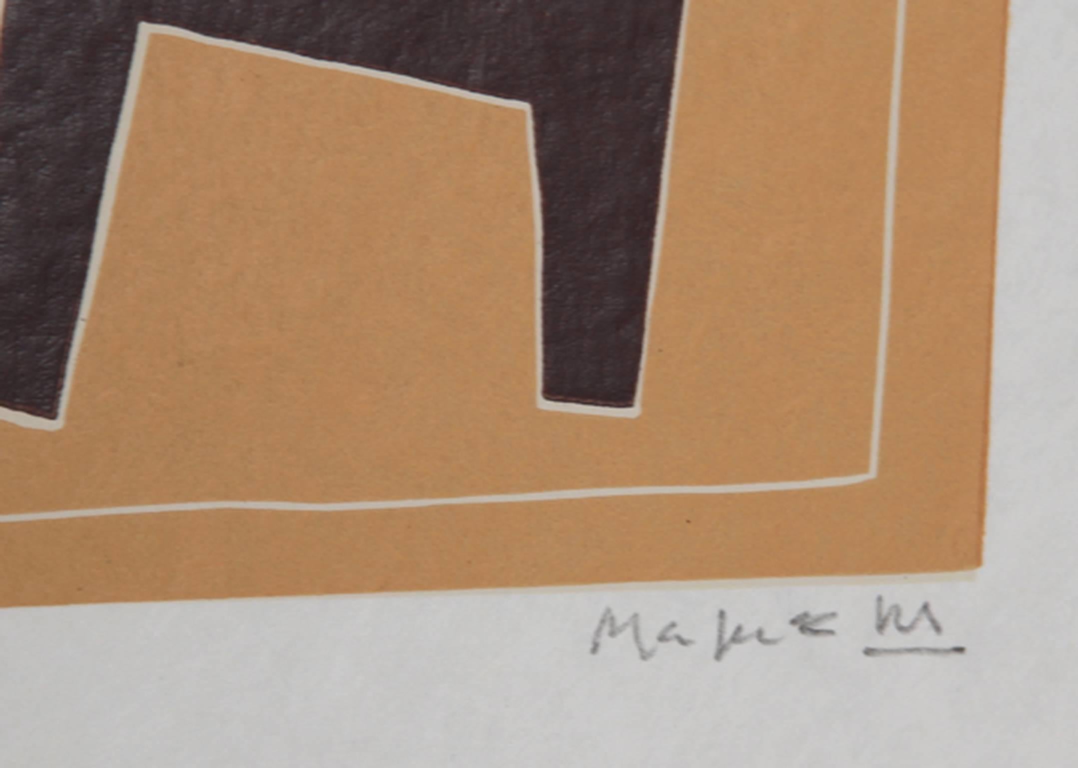 VI de La Magnanerie de la Ferrage, Linograbado sobre papel de arroz de Alberto Magnelli en venta 2