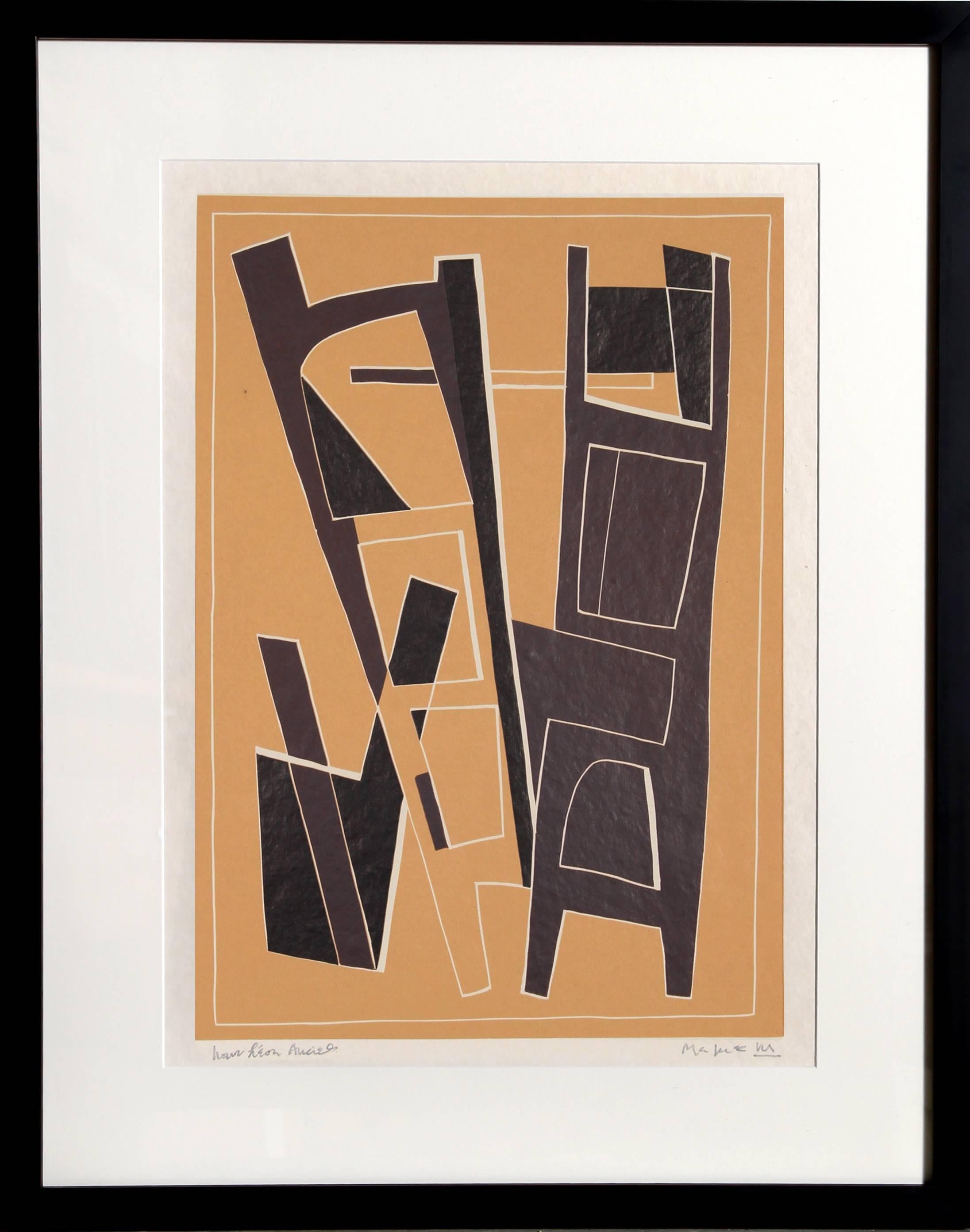Artista: Alberto Magnelli, italiano (1888 - 1971)
Título: VI de La Magnanerie de la Ferrage
Año: 1971
Técnica: Linograbado sobre japón, firmado a lápiz
Edición: Pour Leon Amiel
Tamaño de la imagen: 19,5 x 13,5 pulgadas
Tamaño: 64,77 cm x 50,8 cm