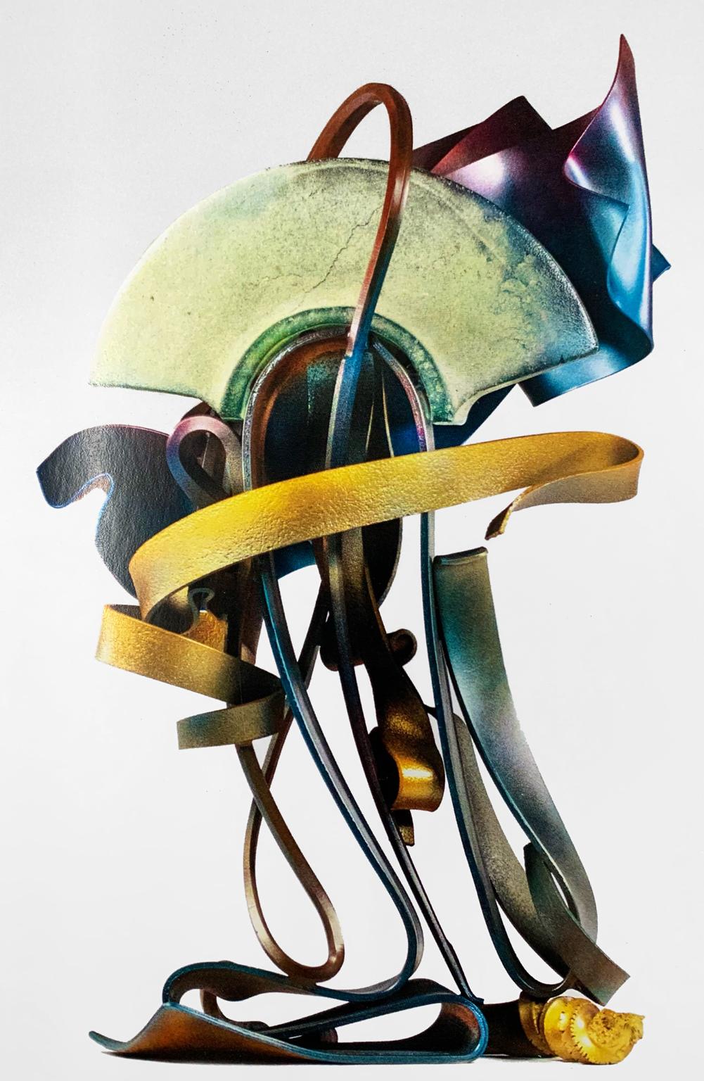 Sculpture abstraite « Arc III » en métal acier et verre moulé, industriel en vente 1