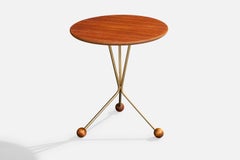Alberts Tibro, End Table, Teak, Brass, Sweden, 1950s