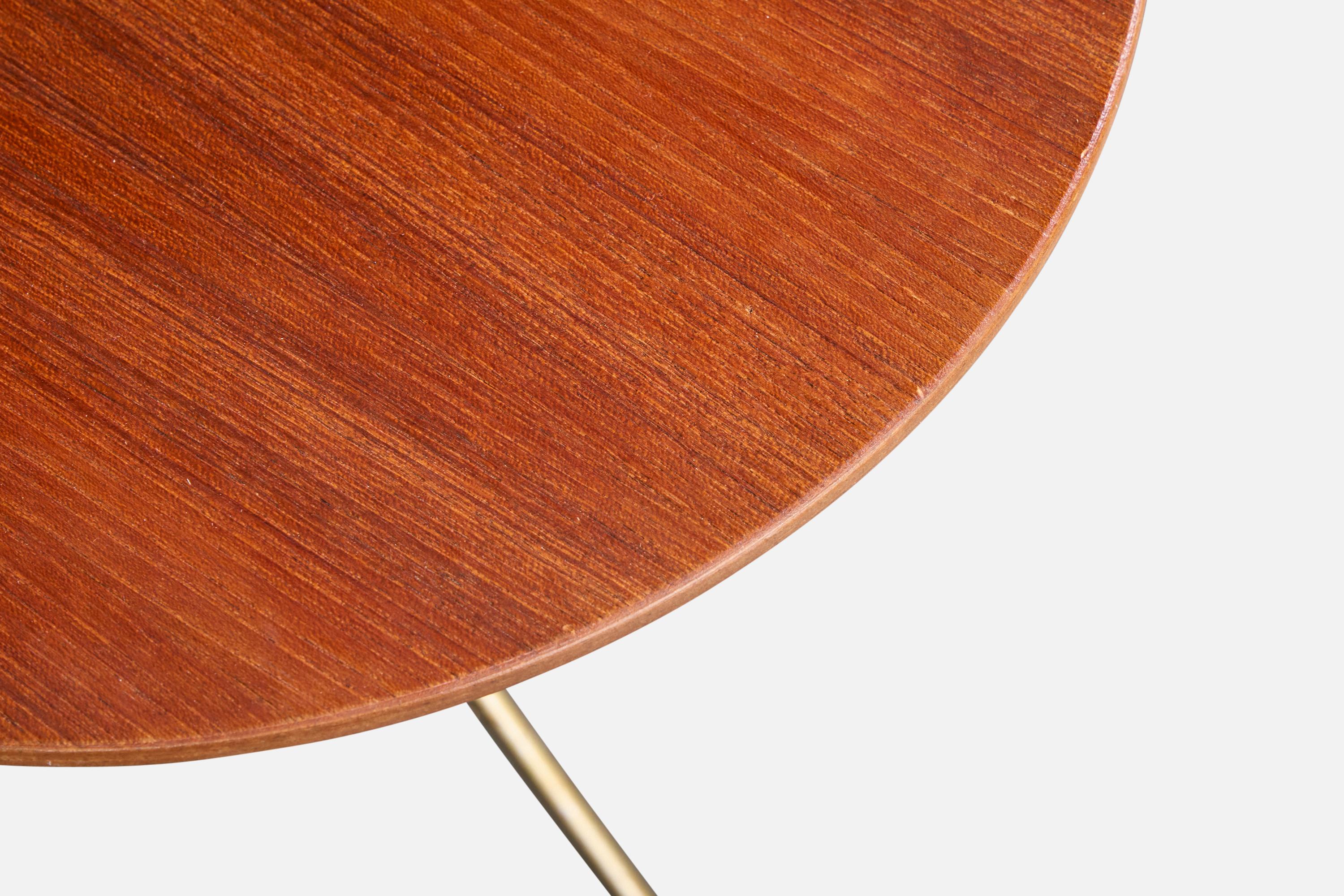 Milieu du XXe siècle Alberts Tibro, table d'appoint, teck, laiton, Suède, années 1950 en vente