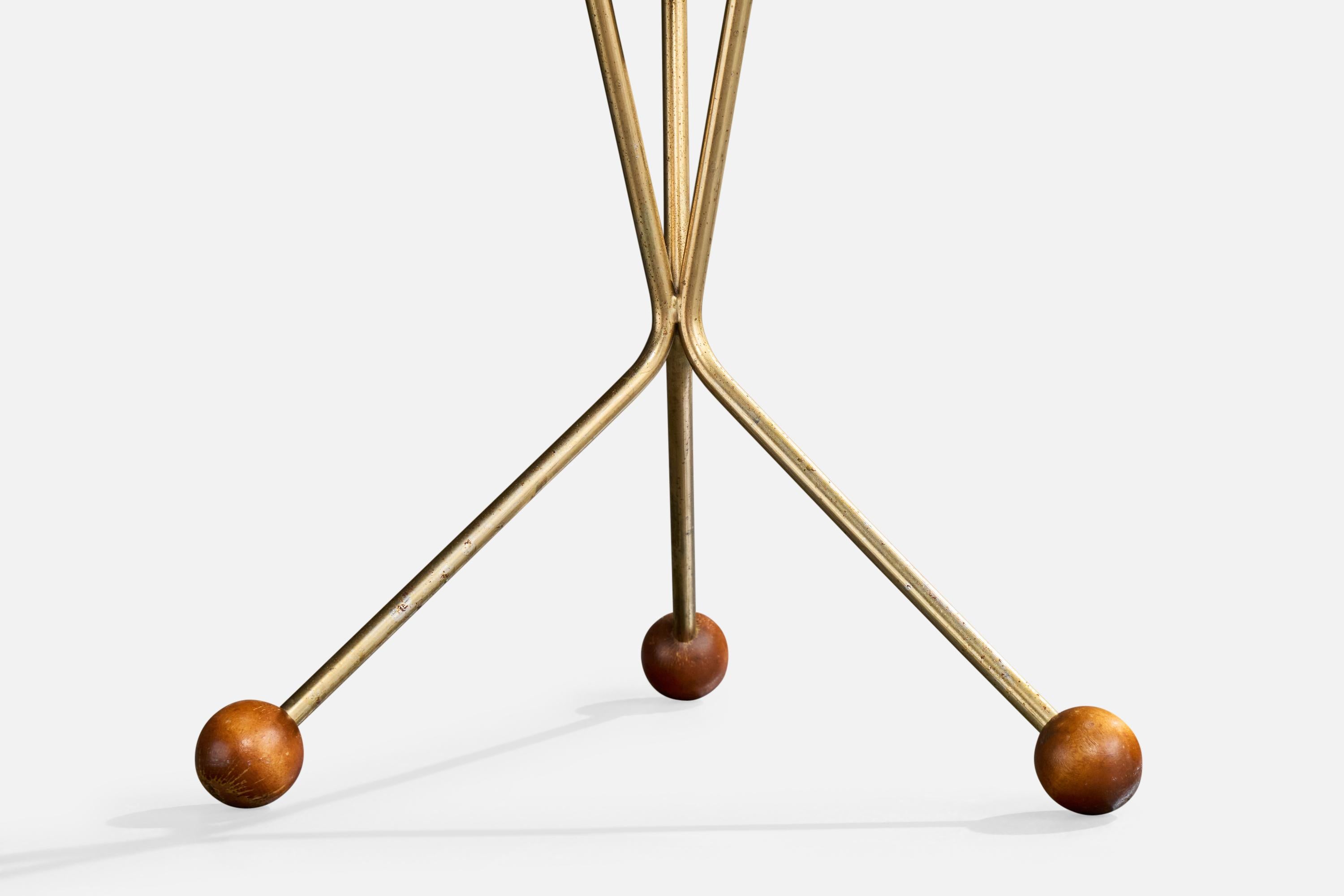 Alberts Tibro, table d'appoint, teck, laiton, Suède, années 1950 en vente 1