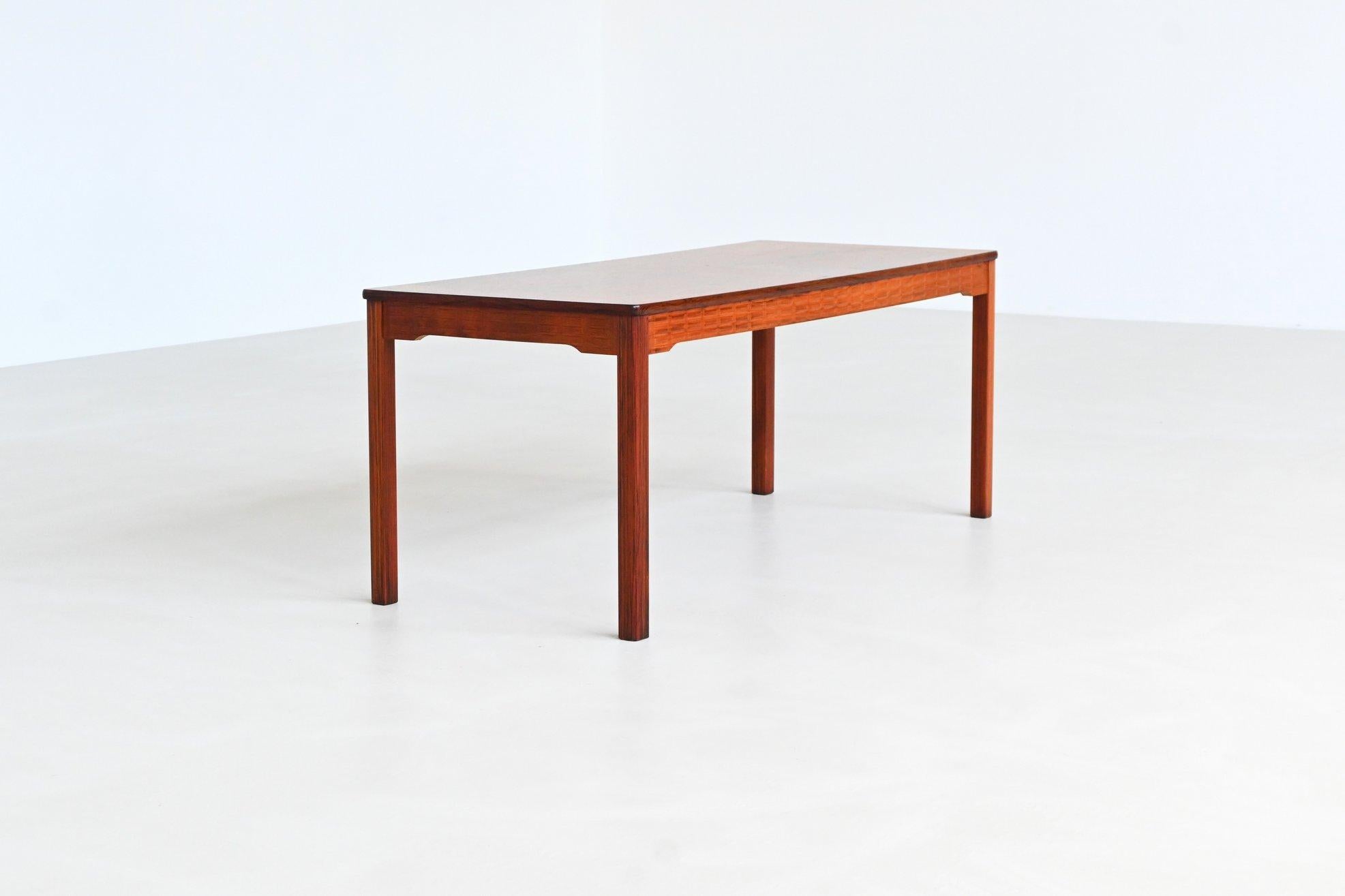 Scandinavian Modern Alberts Tibro large coffee table in rosewood Denmark 1970 For Sale