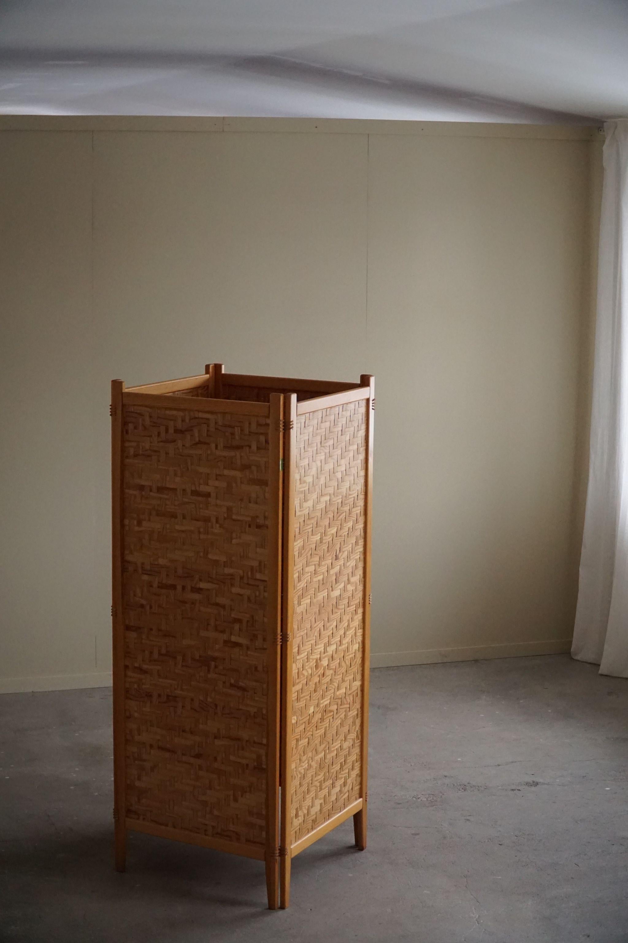 Alberts Tibro, Room Divider in Pine & Leather, Swedish Mid Century Modern, 1960s 14
