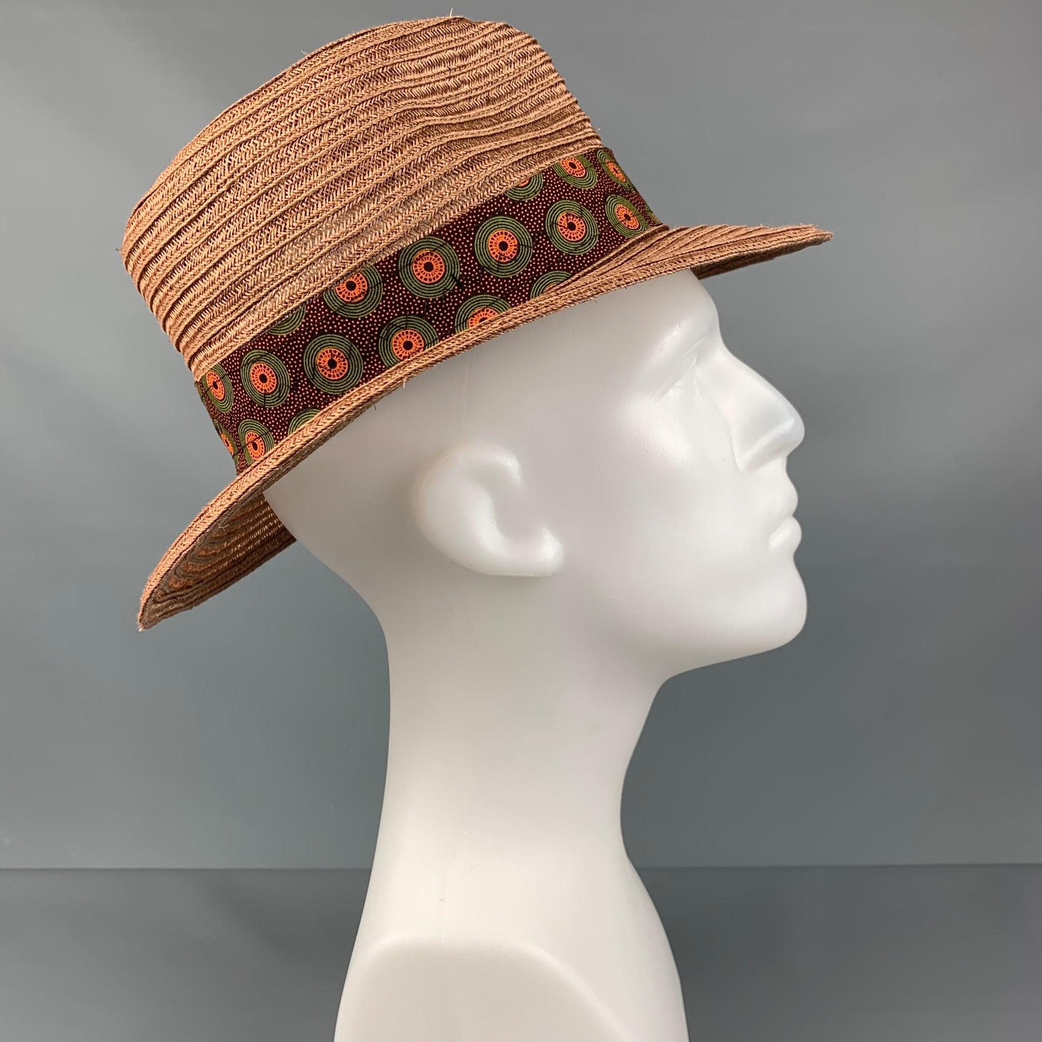 Beige ALBERTUS SWANEPOEL Size M Brown Woven Fedora Hat