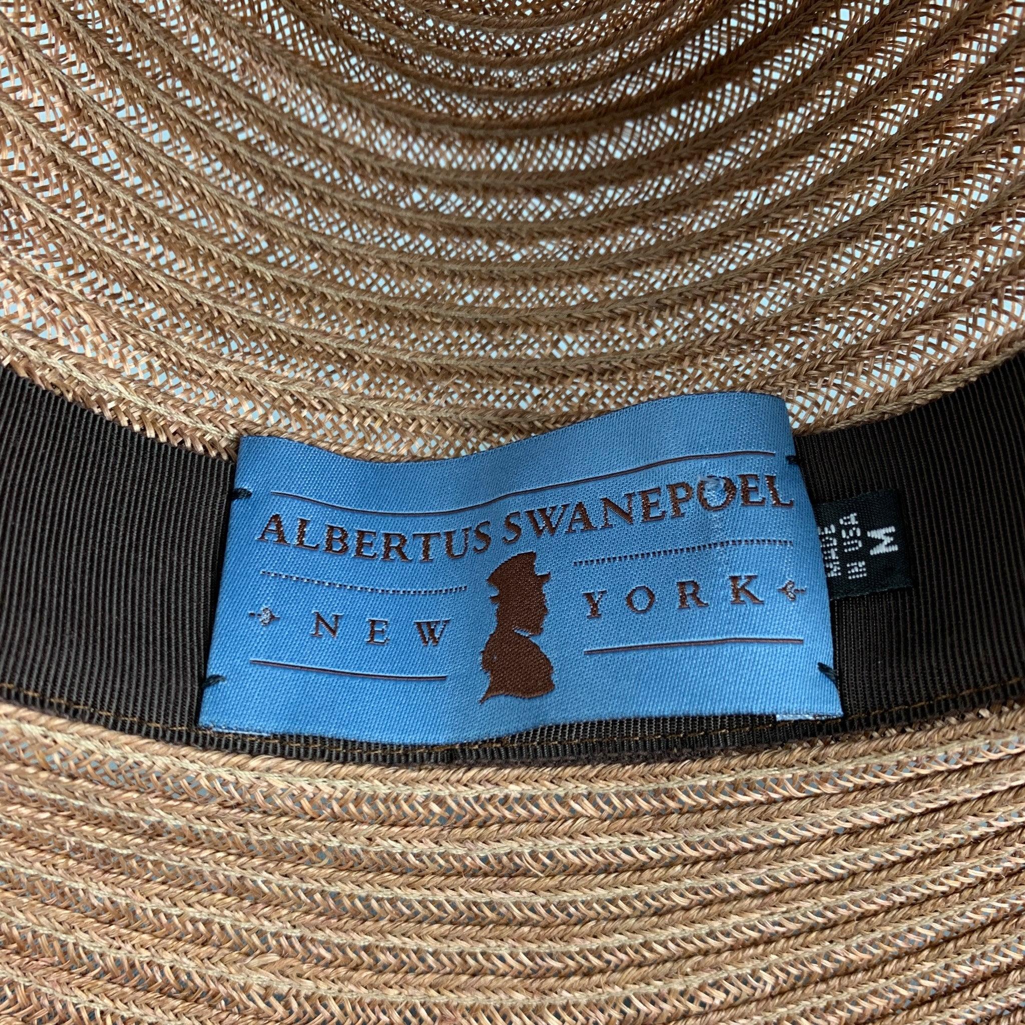ALBERTUS SWANEPOEL Size M Brown Woven Fedora Hat 1