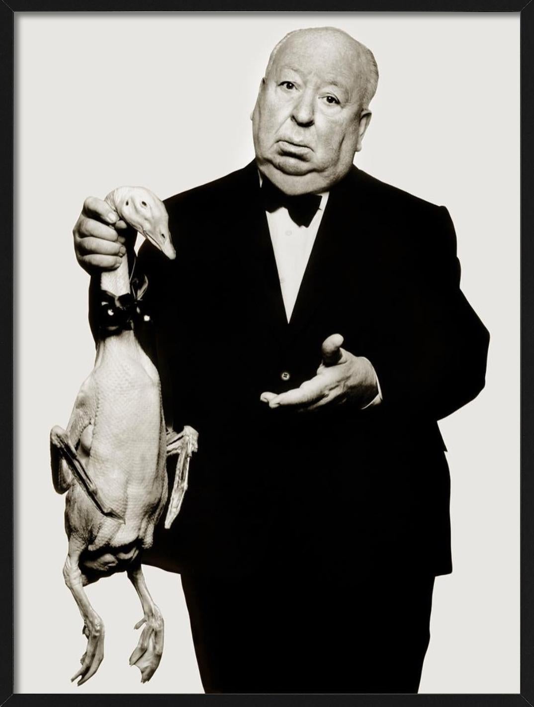 Alfred Hitchcock, LA - Portrait with Goose, Fine Art Photography 1973 - Gray Figurative Photograph by Albert Watson