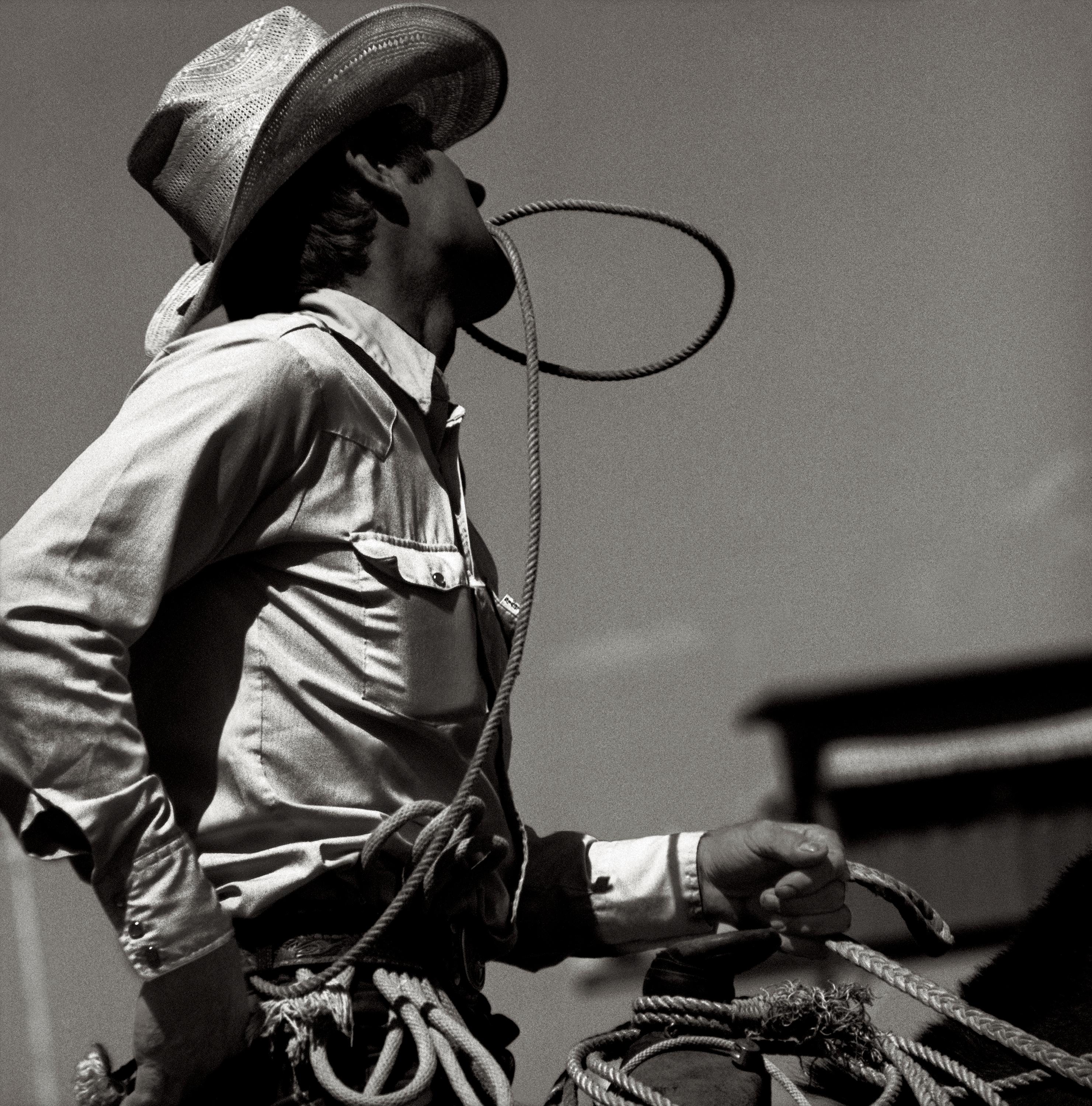 Albert Watson Portrait Photograph - Calgary -  Cowboy with Rope, Fine Art Photography, 1979