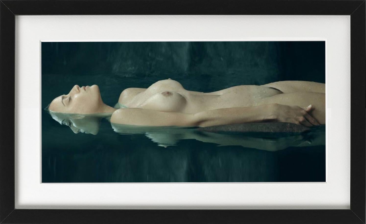 Erin Floating - nude model floating in green Water, fine art photography, 2011 - Contemporary Photograph by Albert Watson