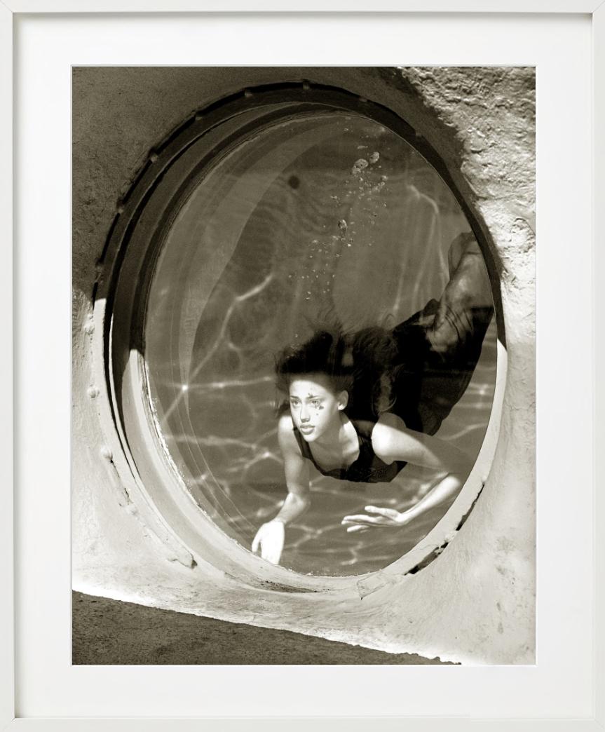 Estella Warren Underwater, Las Vegas - Model Diving, Fine Art Photography, 1998 - Black Black and White Photograph by Albert Watson