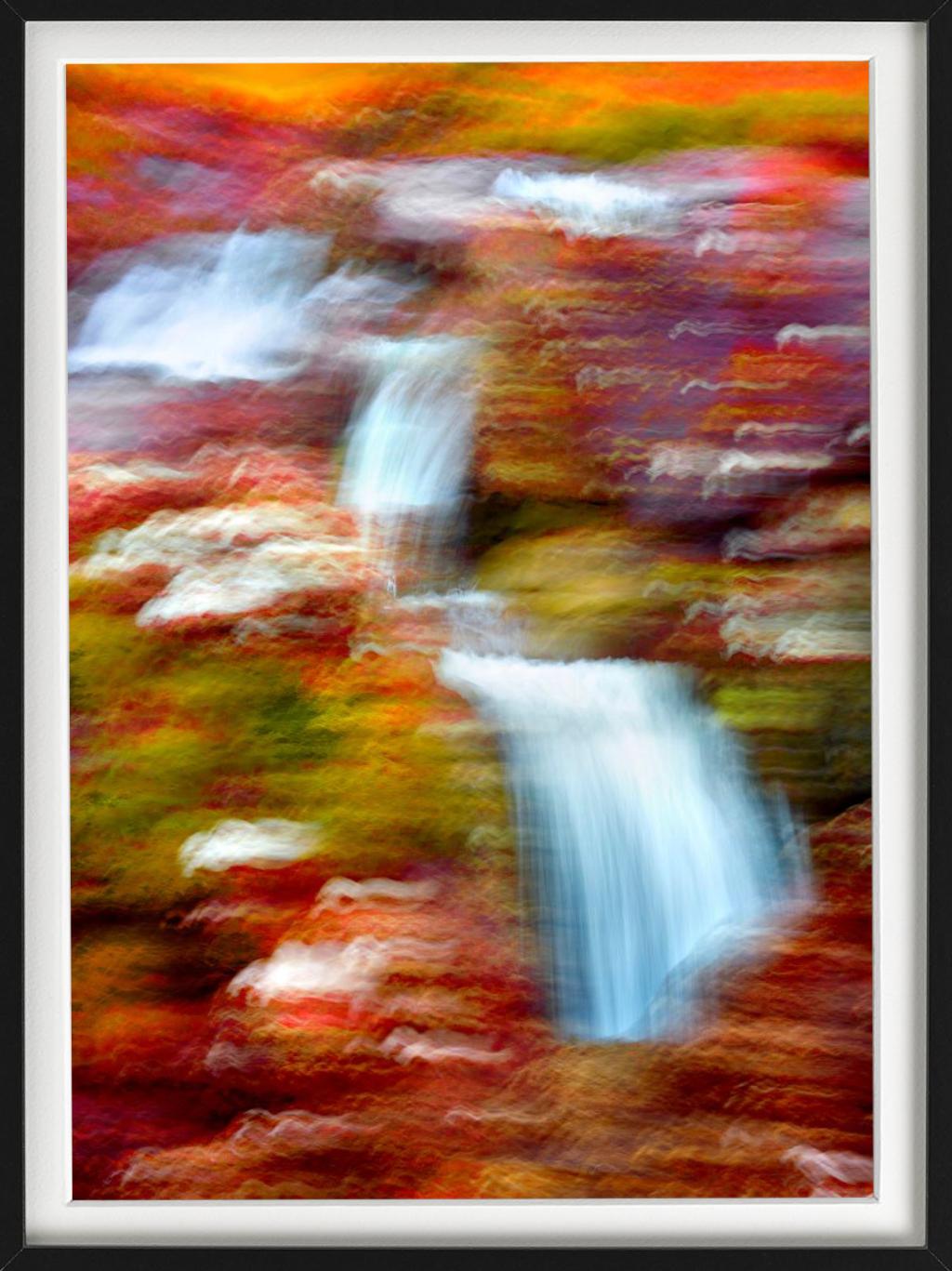 'Fairy Pools I' - blurred waterfalls and red bushes, fine art photography, 2013 For Sale 2