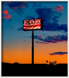 God Sign, Las Vegas - Neon Sign And Sunset, Fine Art Photography
