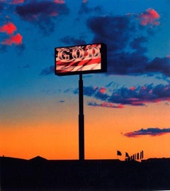 God Sign, Las Vegas - Neon Sign And Sunset, Fine Art Photography