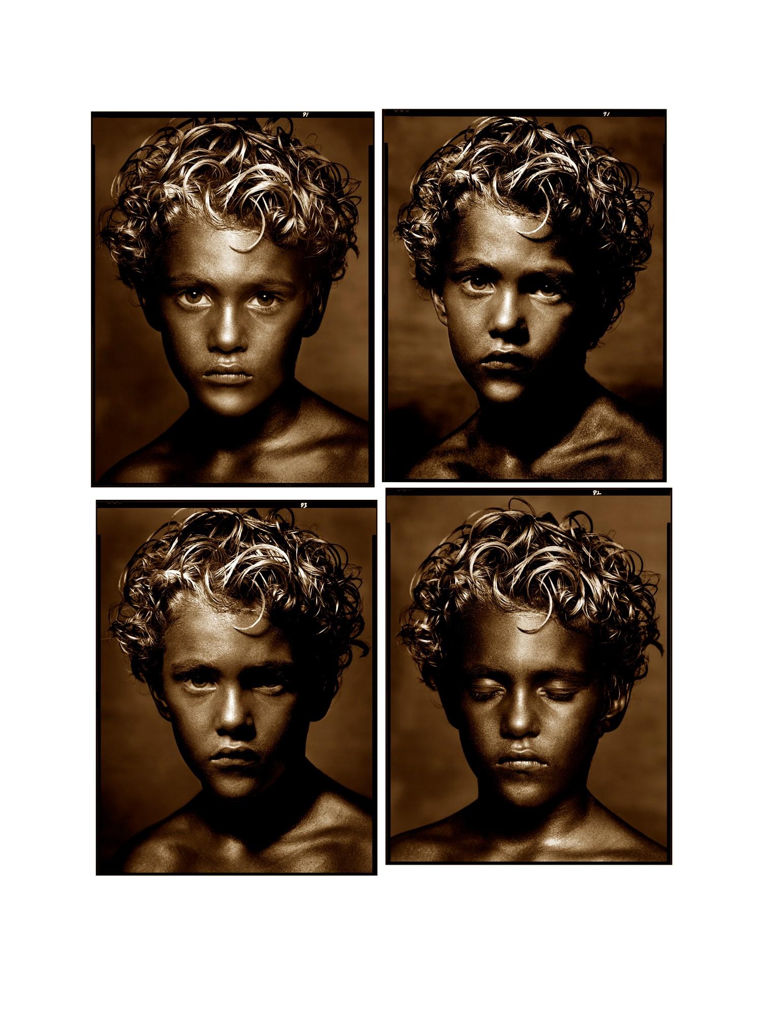 Albert Watson Color Photograph - Golden Boys by Watson - four versions of the portrait by the boy in gold paint