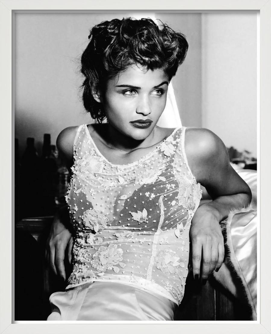 Helena Christensen, New Orleans - potrait in lace top, fine art photography 1991 - Photograph by Albert Watson