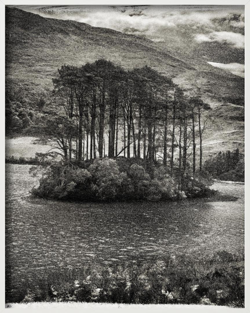 Ink, Scotland - B&W Landscape with Lake and Island, Fine Art Photography, 2013 For Sale 7