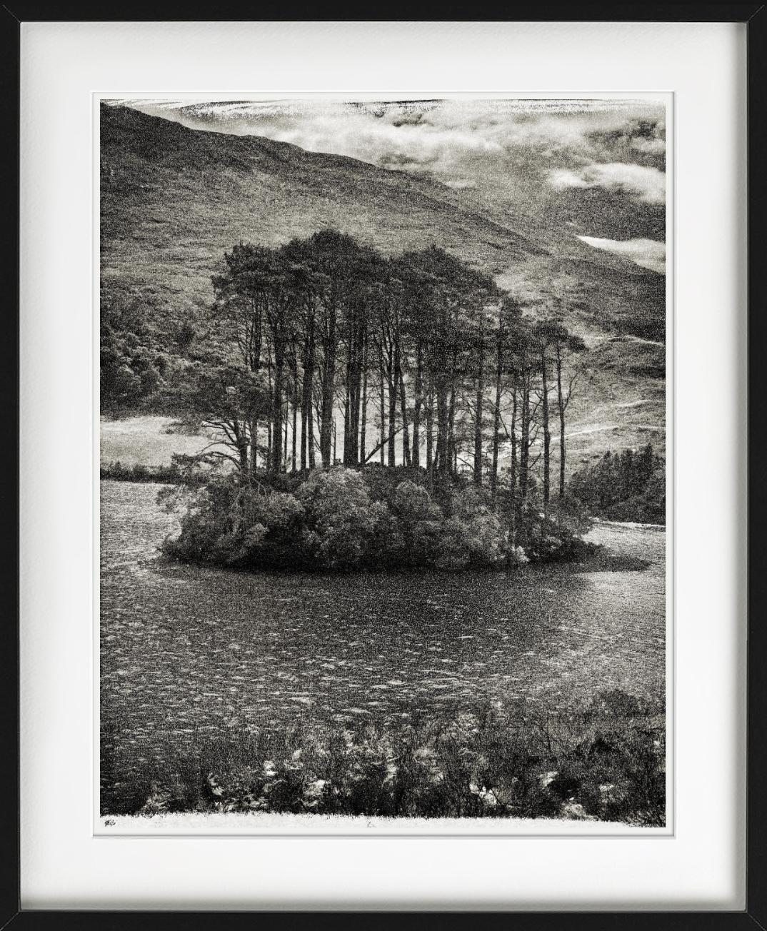 Ink, Scotland - B&W Landscape with Lake and Island, Fine Art Photography, 2013 For Sale 2