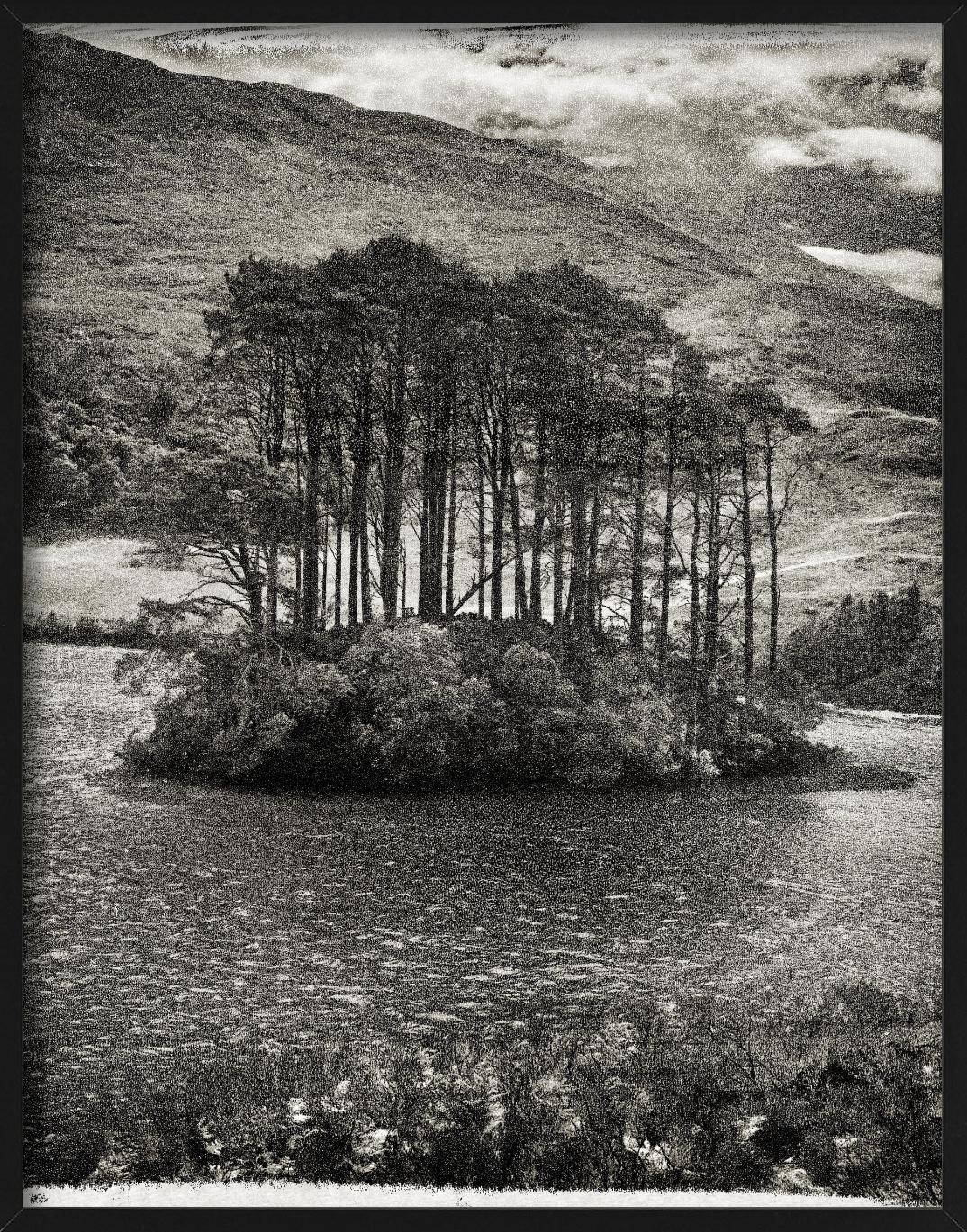 Ink, Scotland - B&W Landscape with Lake and Island, Fine Art Photography, 2013 For Sale 3