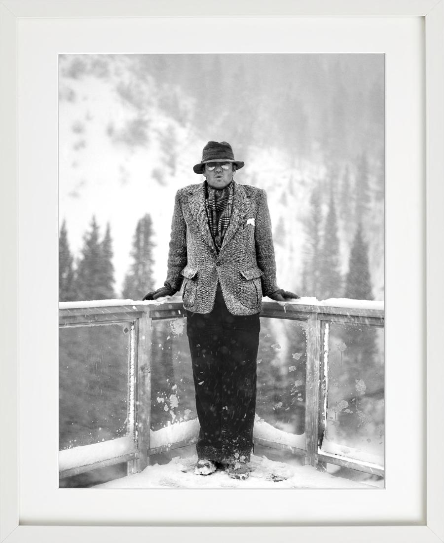 Jack Nicholson, Aspen - portrait with tweed in snow, fine art phtography, 1981 - Photograph by Albert Watson
