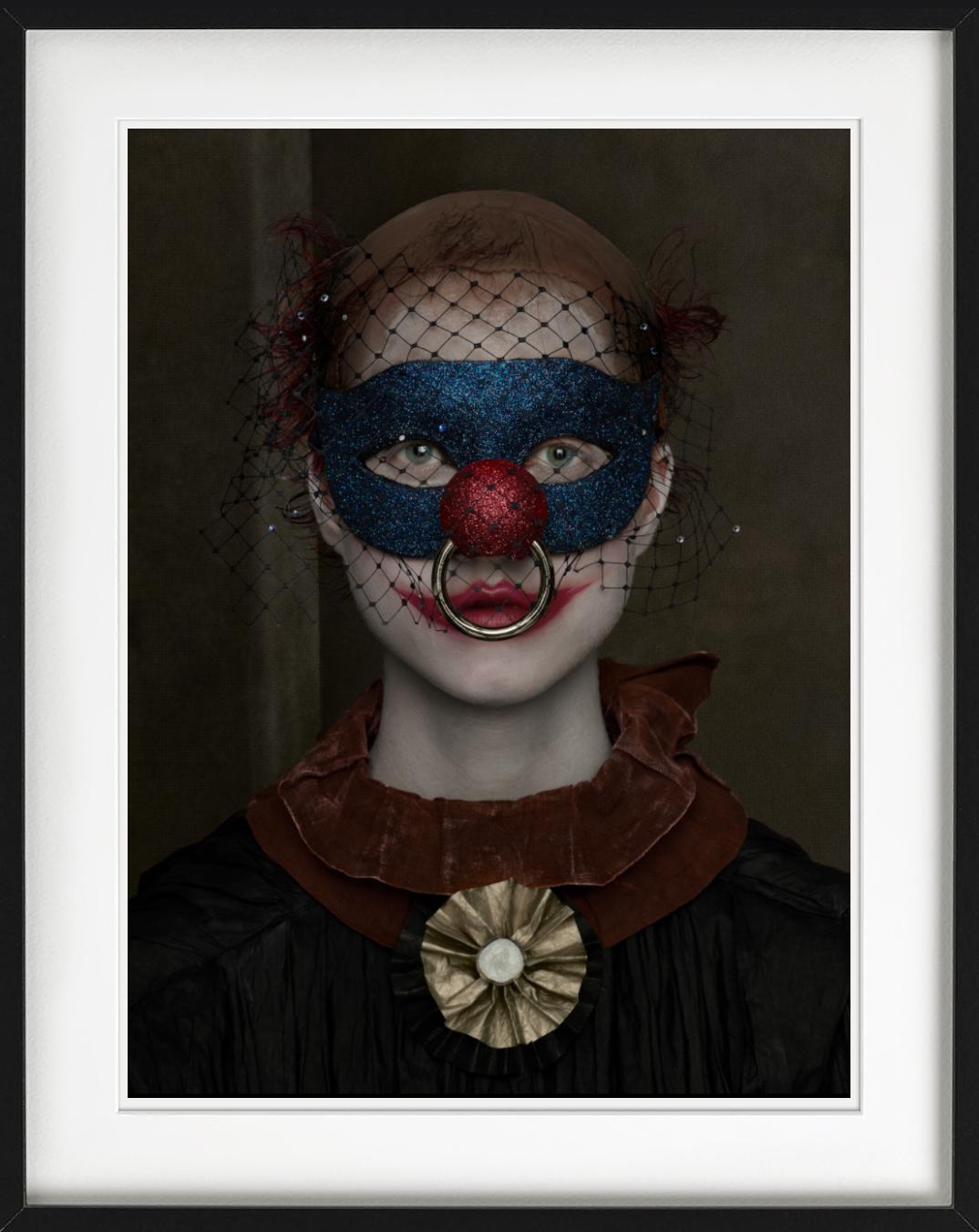 Julie, New York - Model in a Clown Mask, Fine Art Photography, 2017 For Sale 1