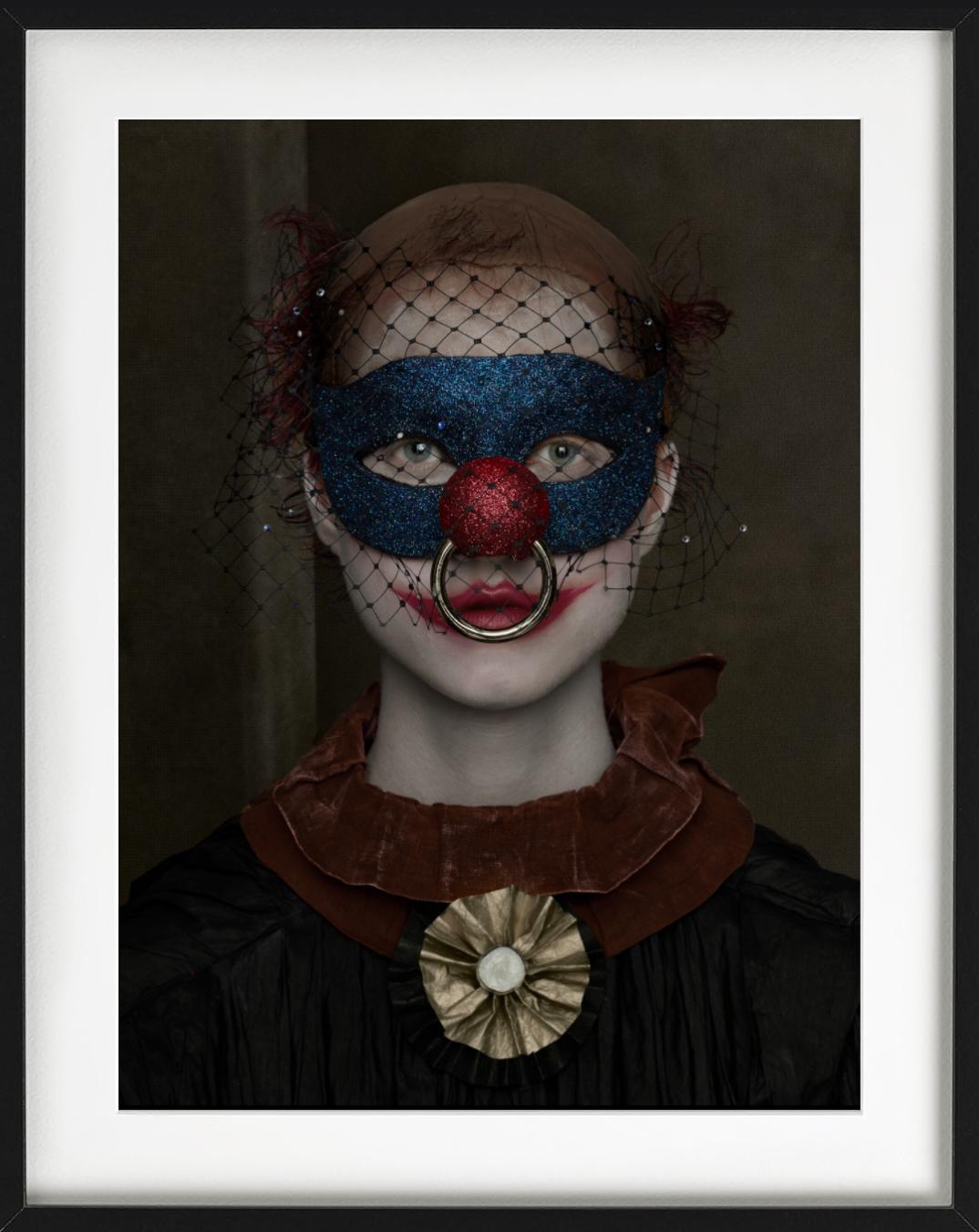 Julie, New York - Model in a Clown Mask, Fine Art Photography, 2017 For Sale 2