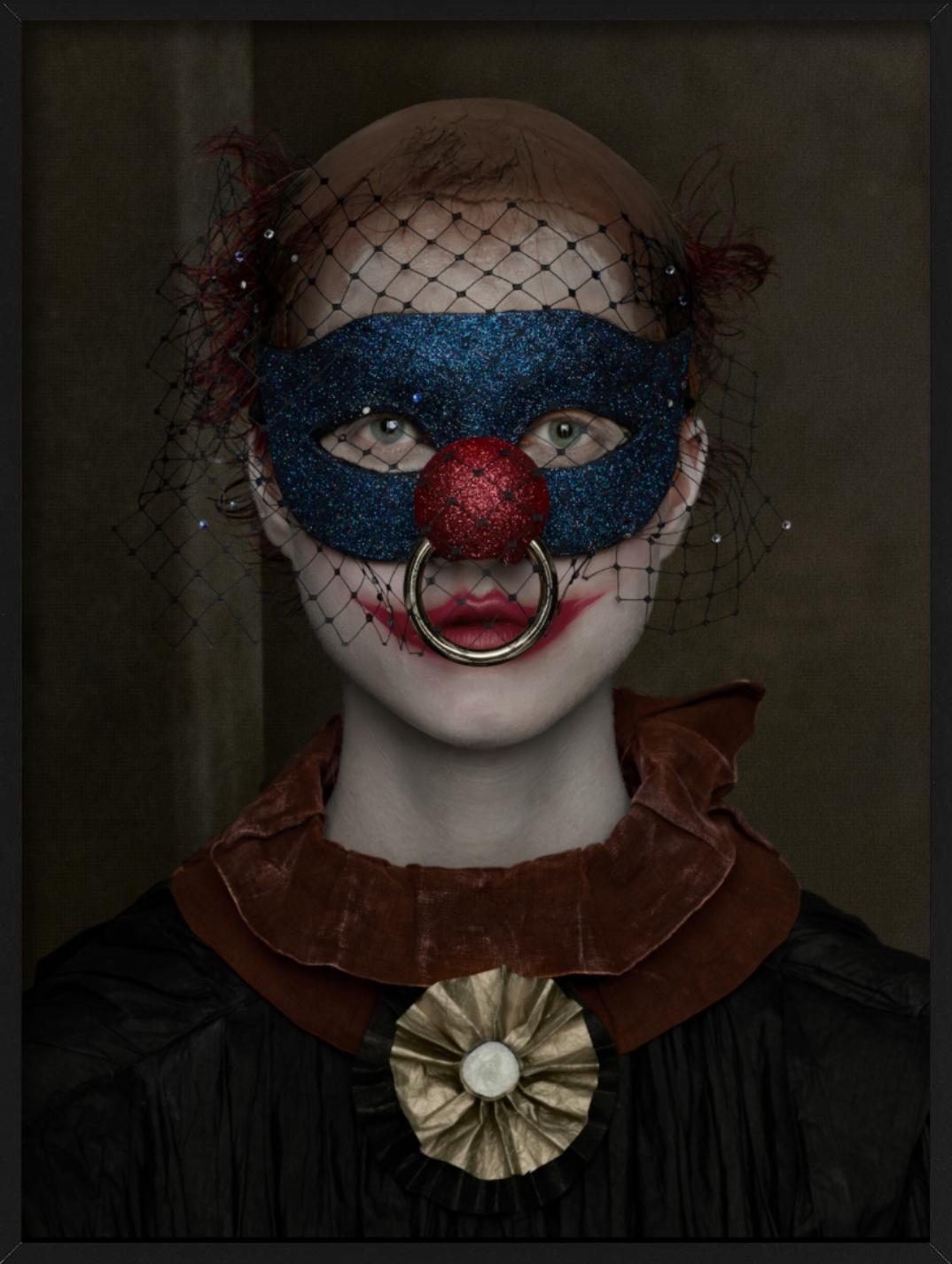 Julie, New York - Model in a Clown Mask, Fine Art Photography, 2017 For Sale 3