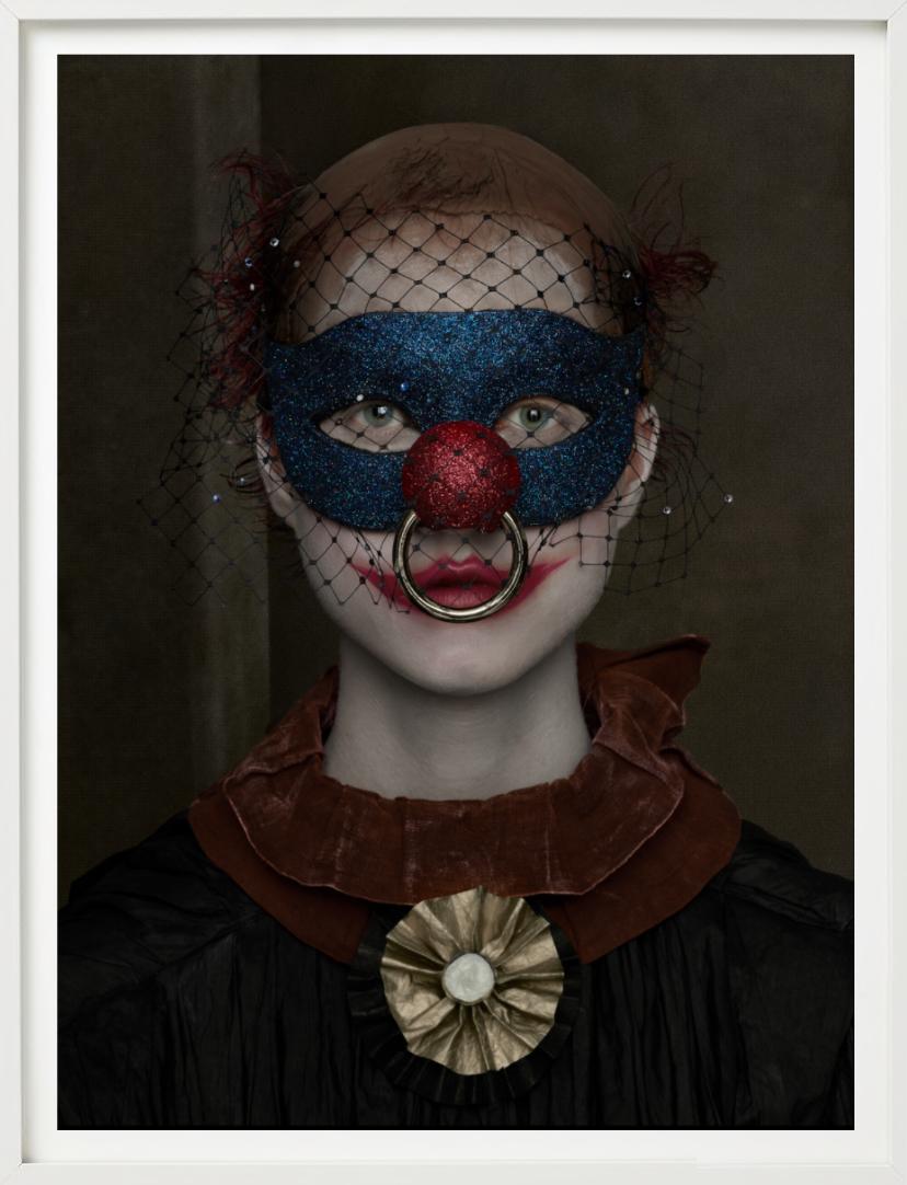 Julie, New York - Model in a Clown Mask, Fine Art Photography, 2017 For Sale 4