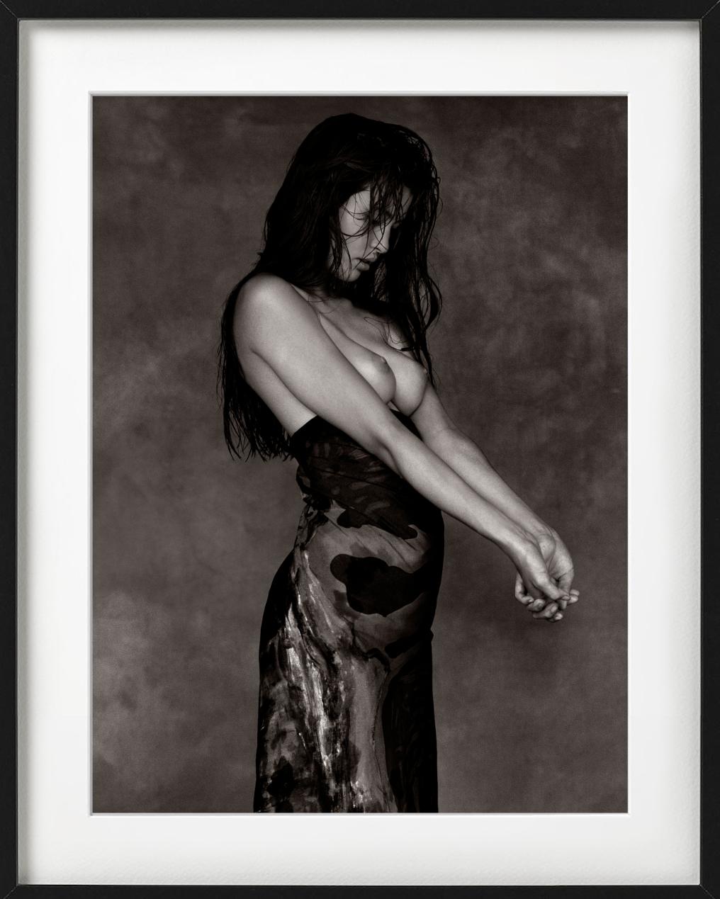 Monica Gripman - semi nude of the Model in a skirt, fine art photography, 1988 - Photograph by Albert Watson