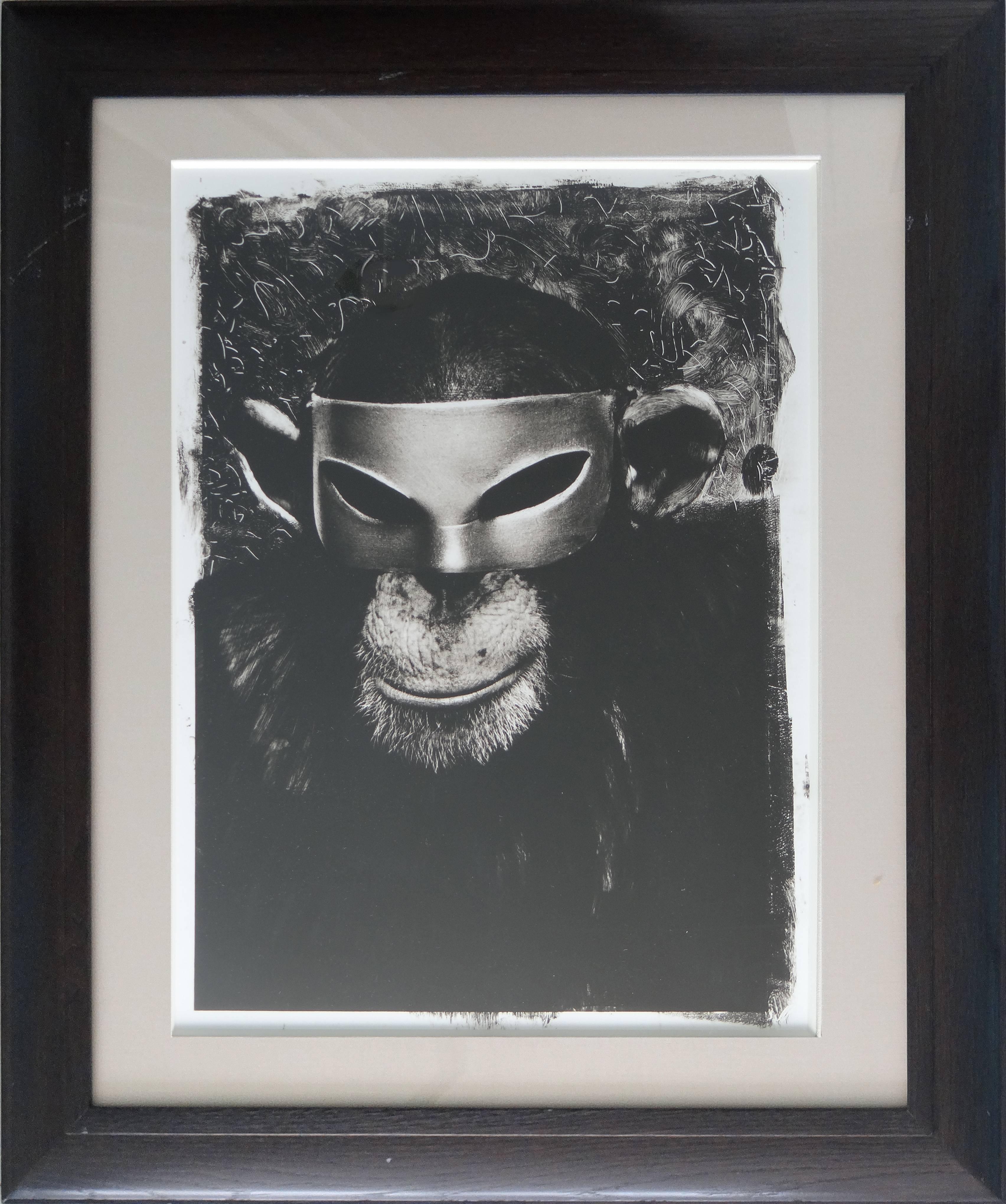 Albert Watson Black and White Photograph - "Monkey with Mask, New York City, 1992", Gelatin Silver Print