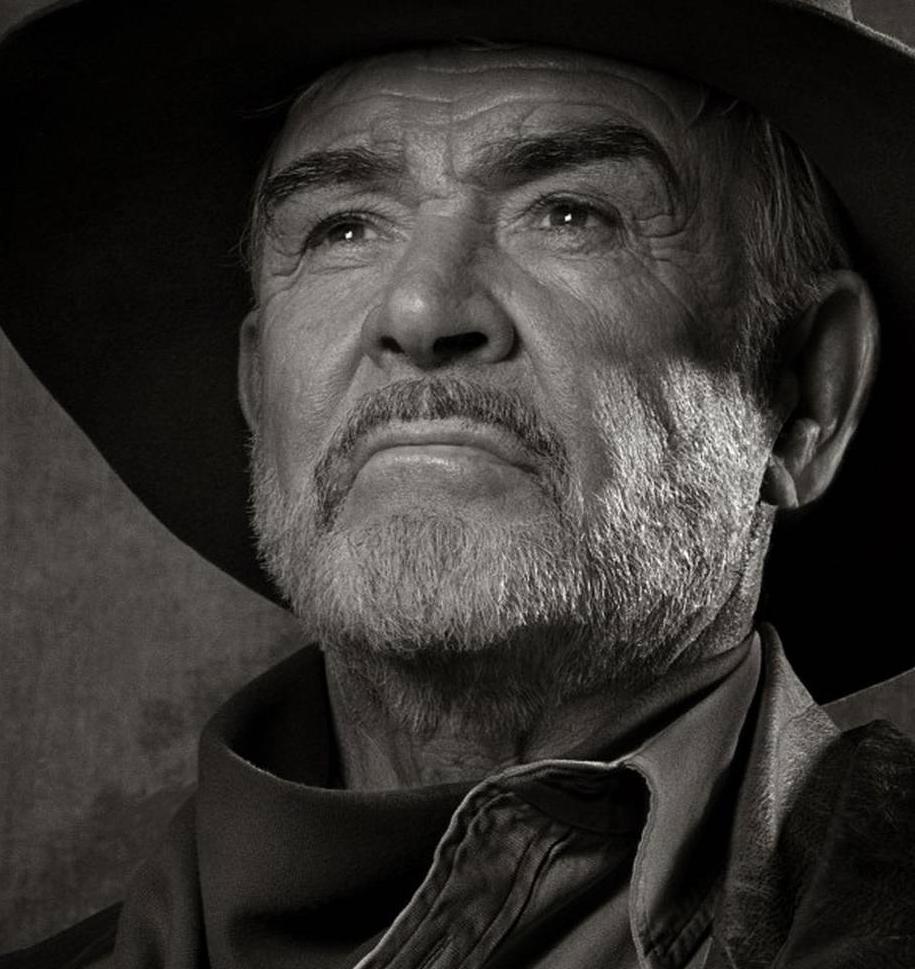 Black and white Portrait of the famous actor Sean Connery in a cowboy hat for his role as James Bond, photographed by Albert Watson in Prague, 2002.

All prints are limited edition. Available in multiple sizes. High-end framing on request.

All