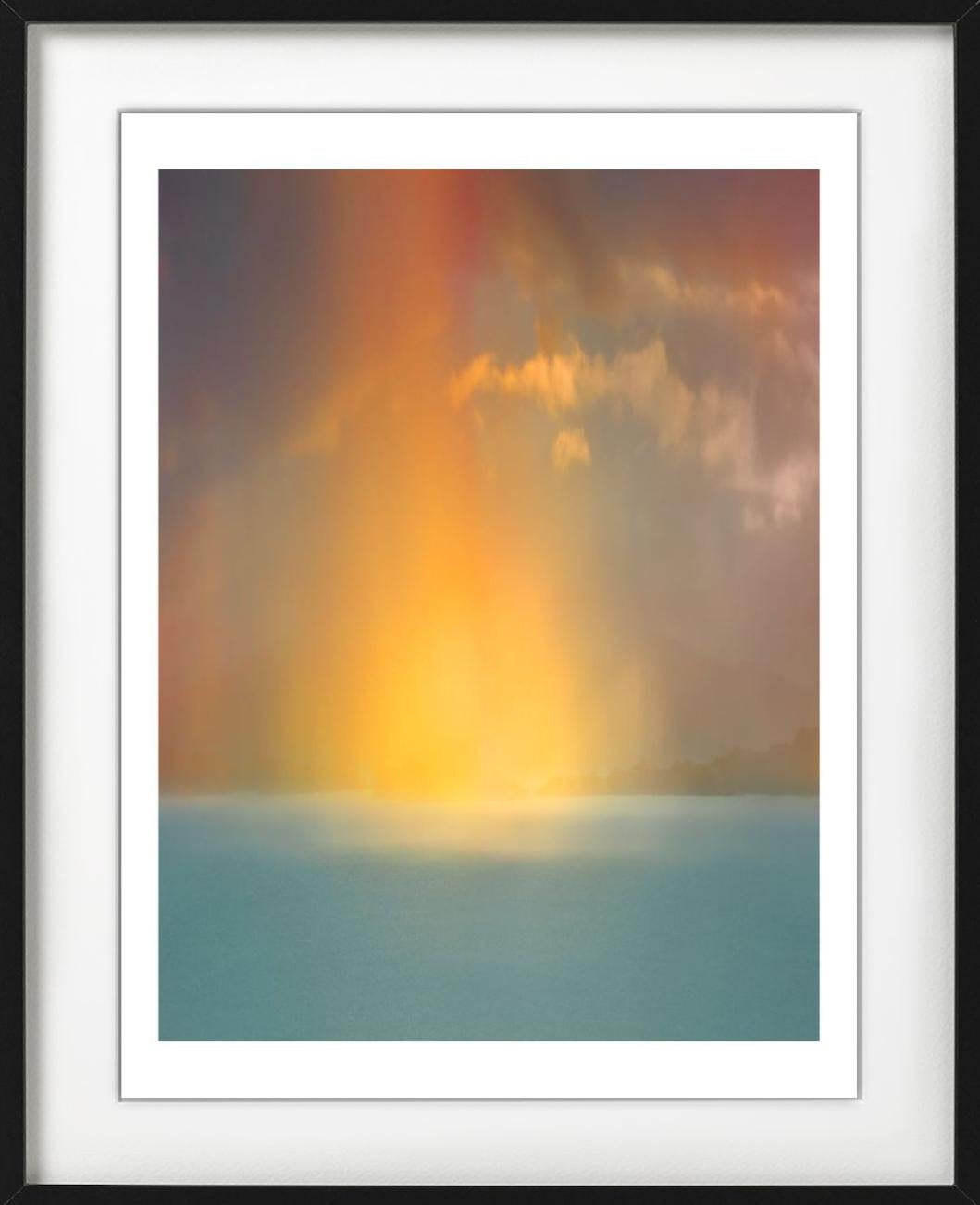 Sound of Raasay, Isle of Skye, Scotland - hazy blue lake and orange sky For Sale 2