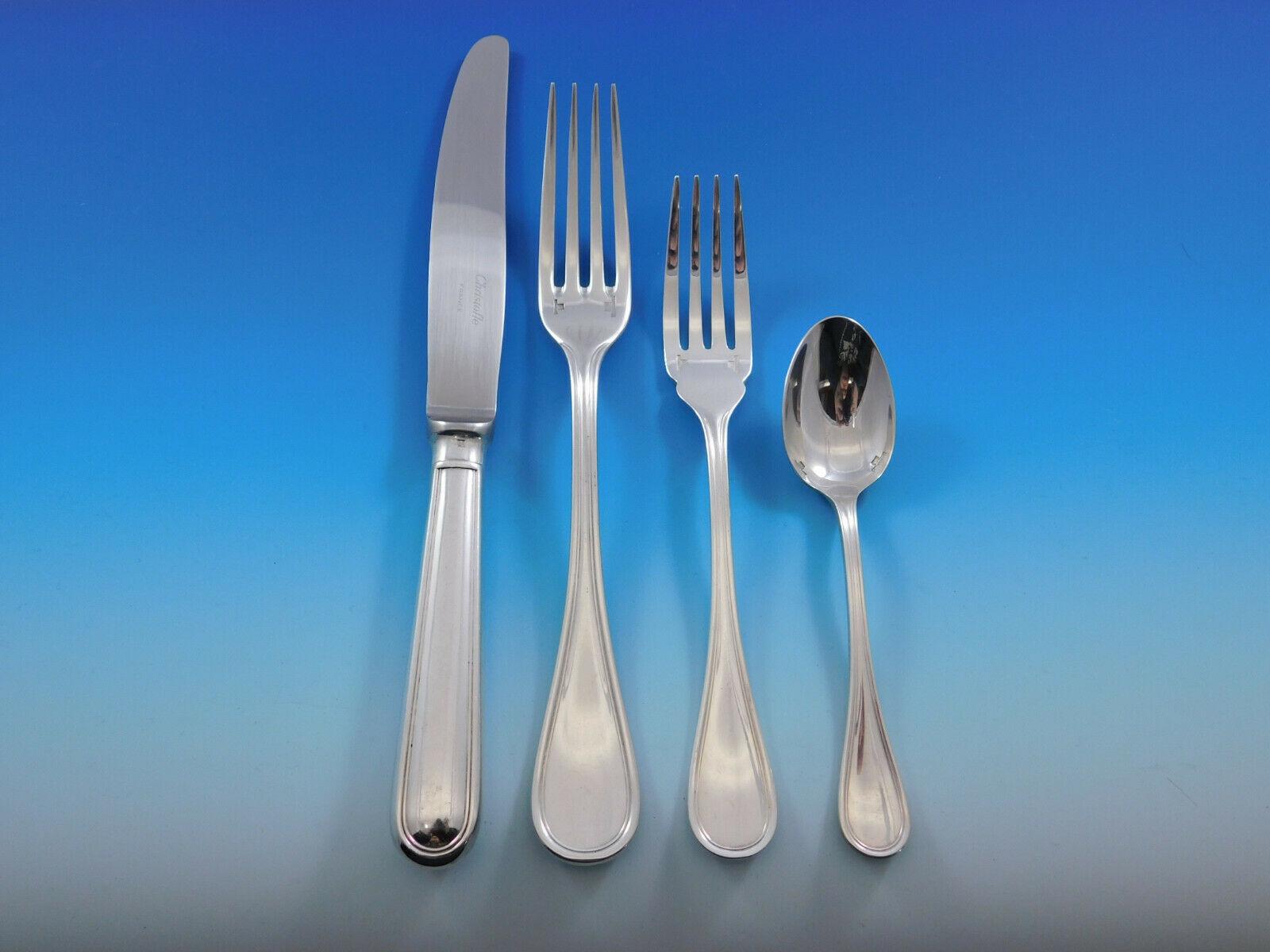 Albi by Christofle France Silverplate Flatware Set 12 Service 132 Pcs Dinner In Excellent Condition In Big Bend, WI