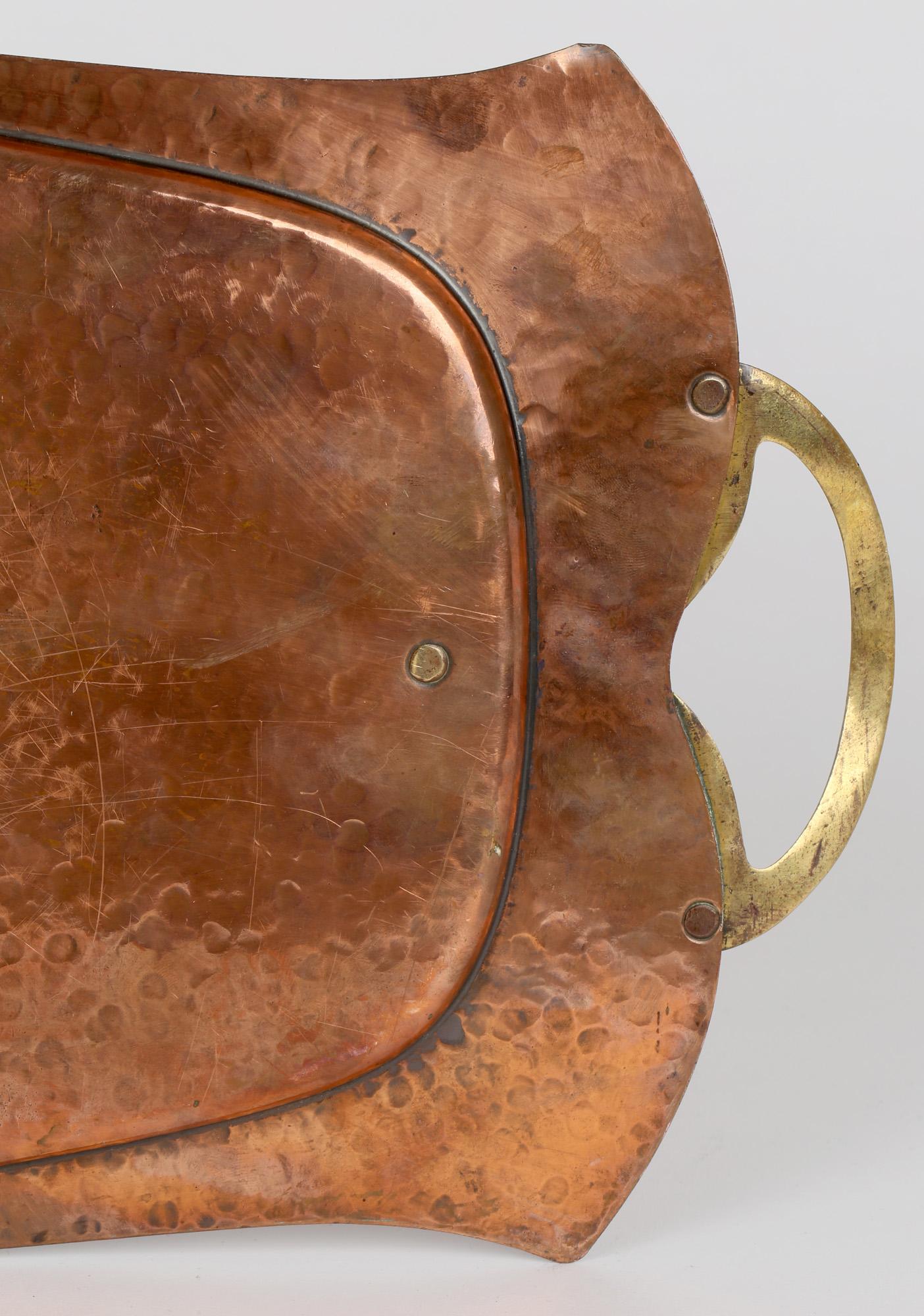 Albin Muller for WMF Jugendstil Brass Handled Copper Tray 1