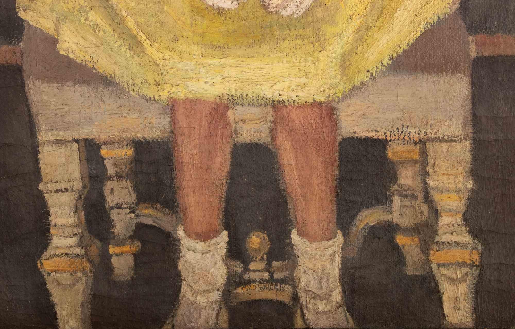 Ritratto con bambino - Dipinto a olio di Albin Sattler - Anni '70 in vendita 2