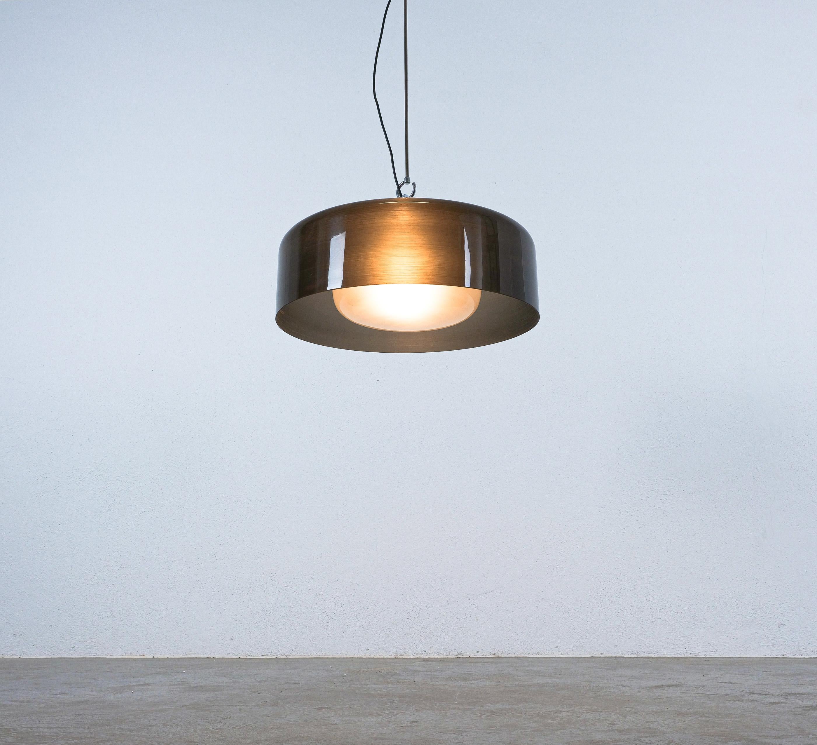 Mid-Century moderno Albini & Helg Arteluce Grande Lampada a Sospensione Vetro Originale Lucite, Italia, 1955 in vendita