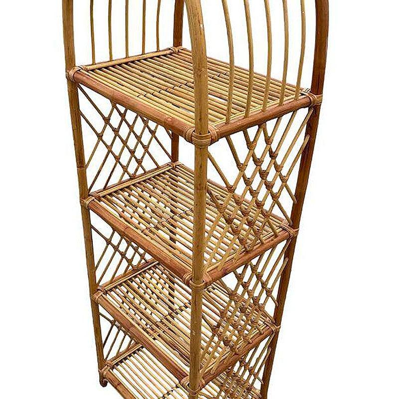 Metà XX secolo Scaffale Etagere in rattan ad arco di ispirazione albanese con rivestimento in vimini in vendita