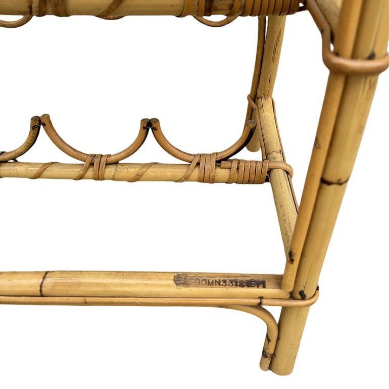 Albini Style Rattan Service Side Table & Bottle Holder w/ Handle For Sale 1