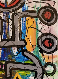 Contemporary Abstract Expressionist Oil and Acrylic on Canvas. Hommage to Léger.