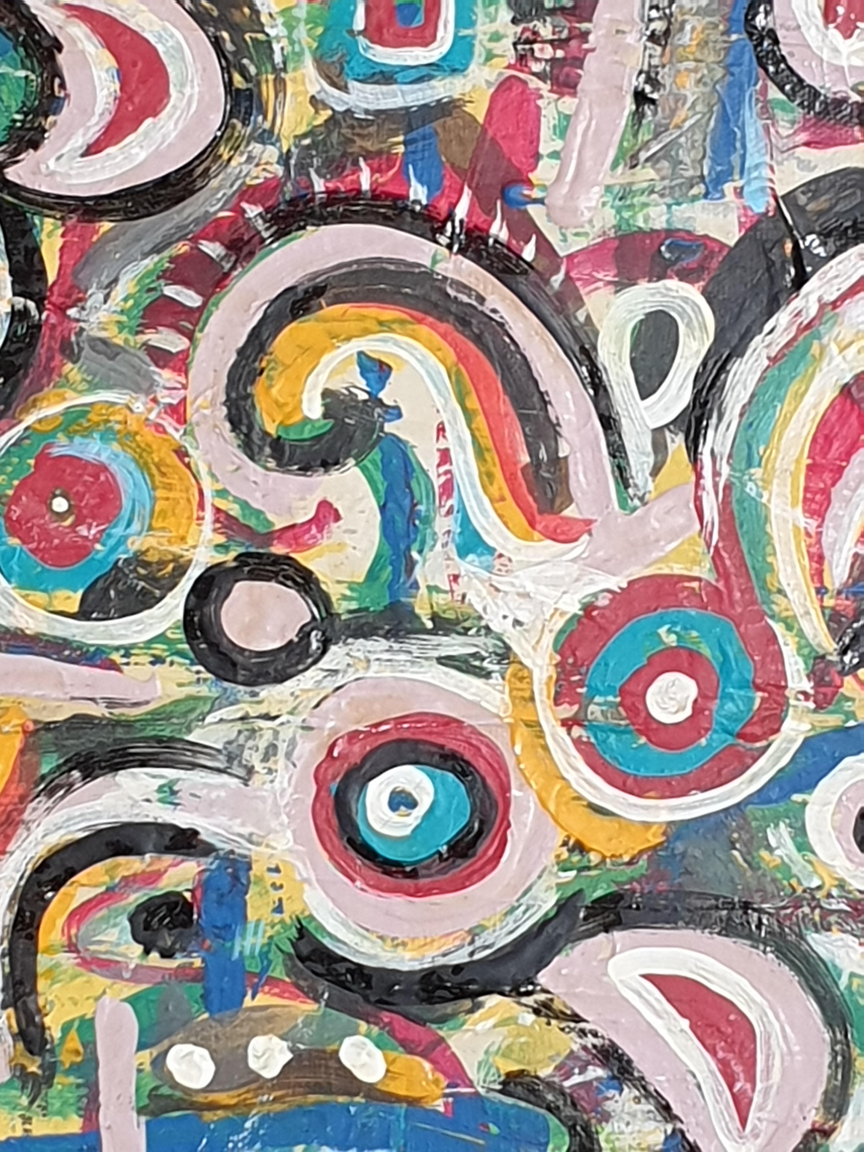 Olio su tela di espressionismo astratto contemporaneo. 'Les Origines du Langage' - Painting di Albino Palamara 